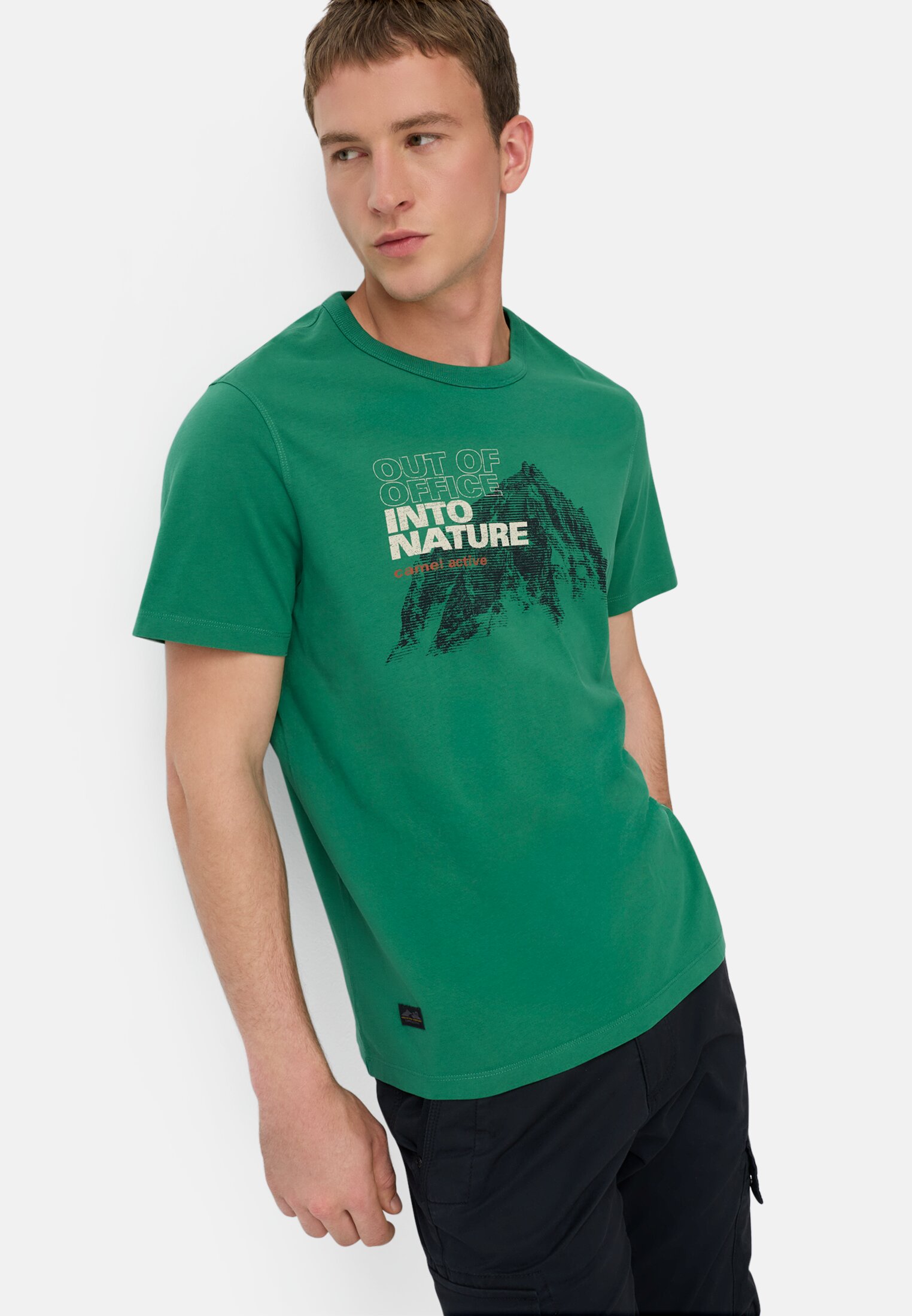 Men T-shirt made of pure cotton Fir green worn emotional