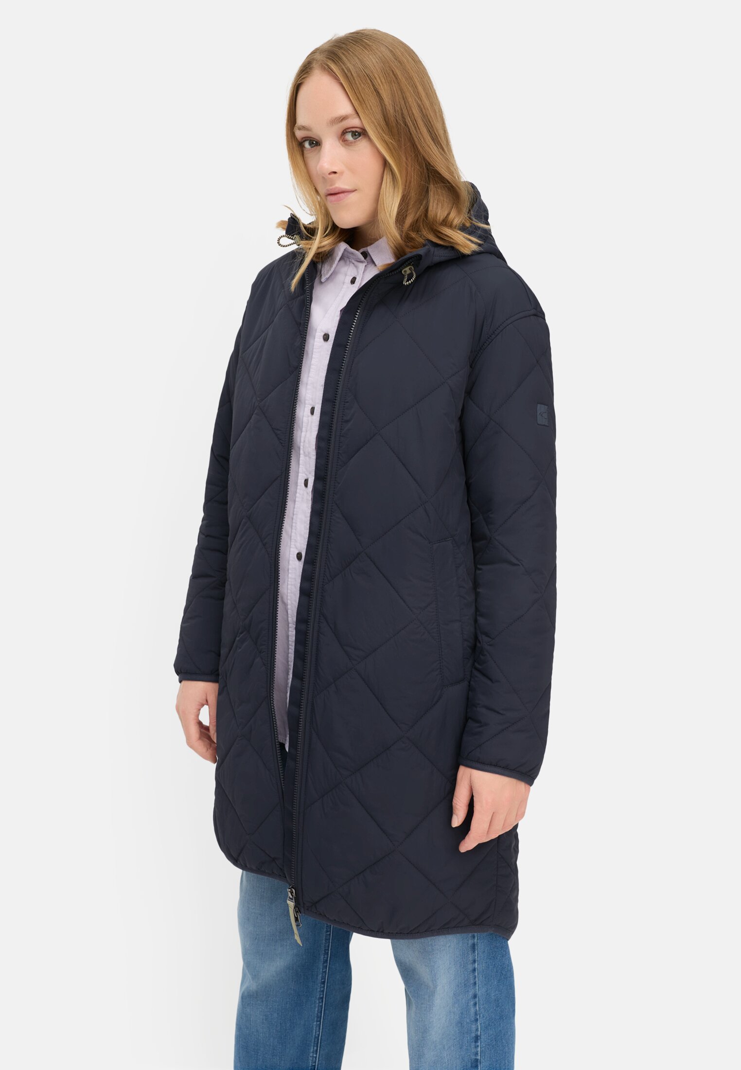 Women Water-repellent parka with two-way zip Dark blue worn emotional