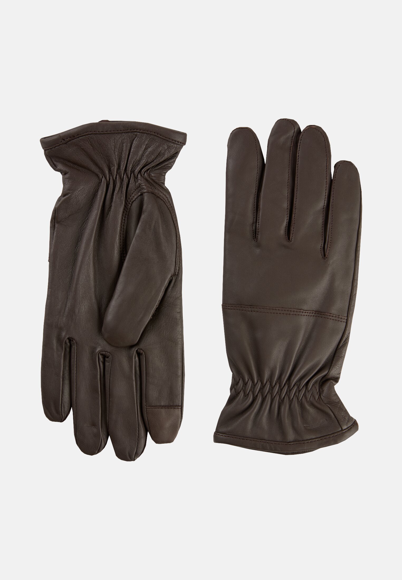 Herren Lederhandschuhe mit elastischen Bündchen und wärmendem Futter Dunkelbraun hinten nah