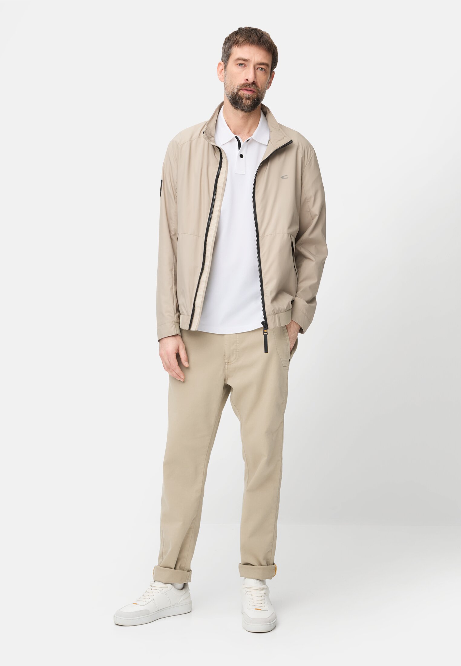 Men Polo shirt with contrast details White worn front full body