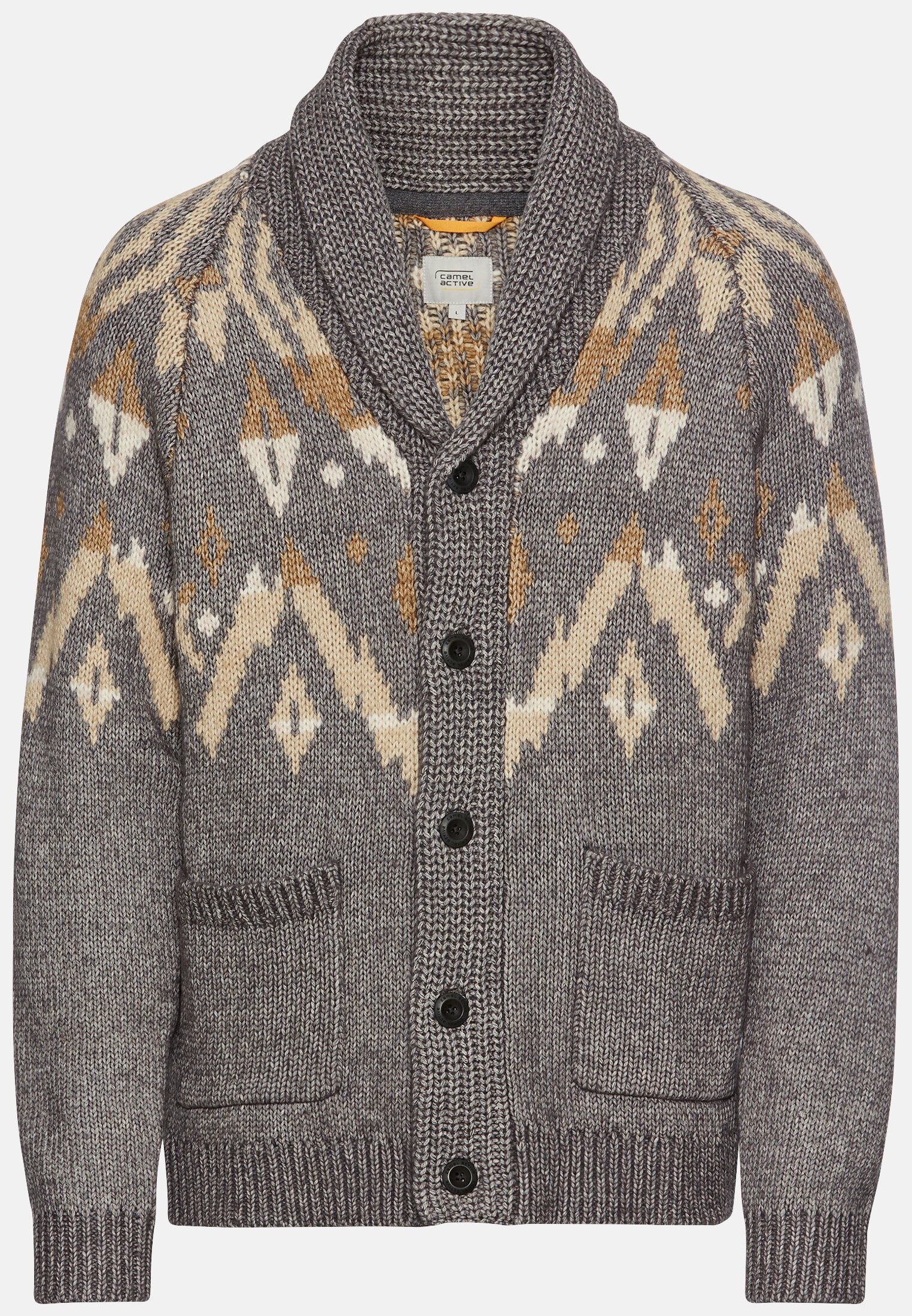 Men Cardigan van katoenmix Grey