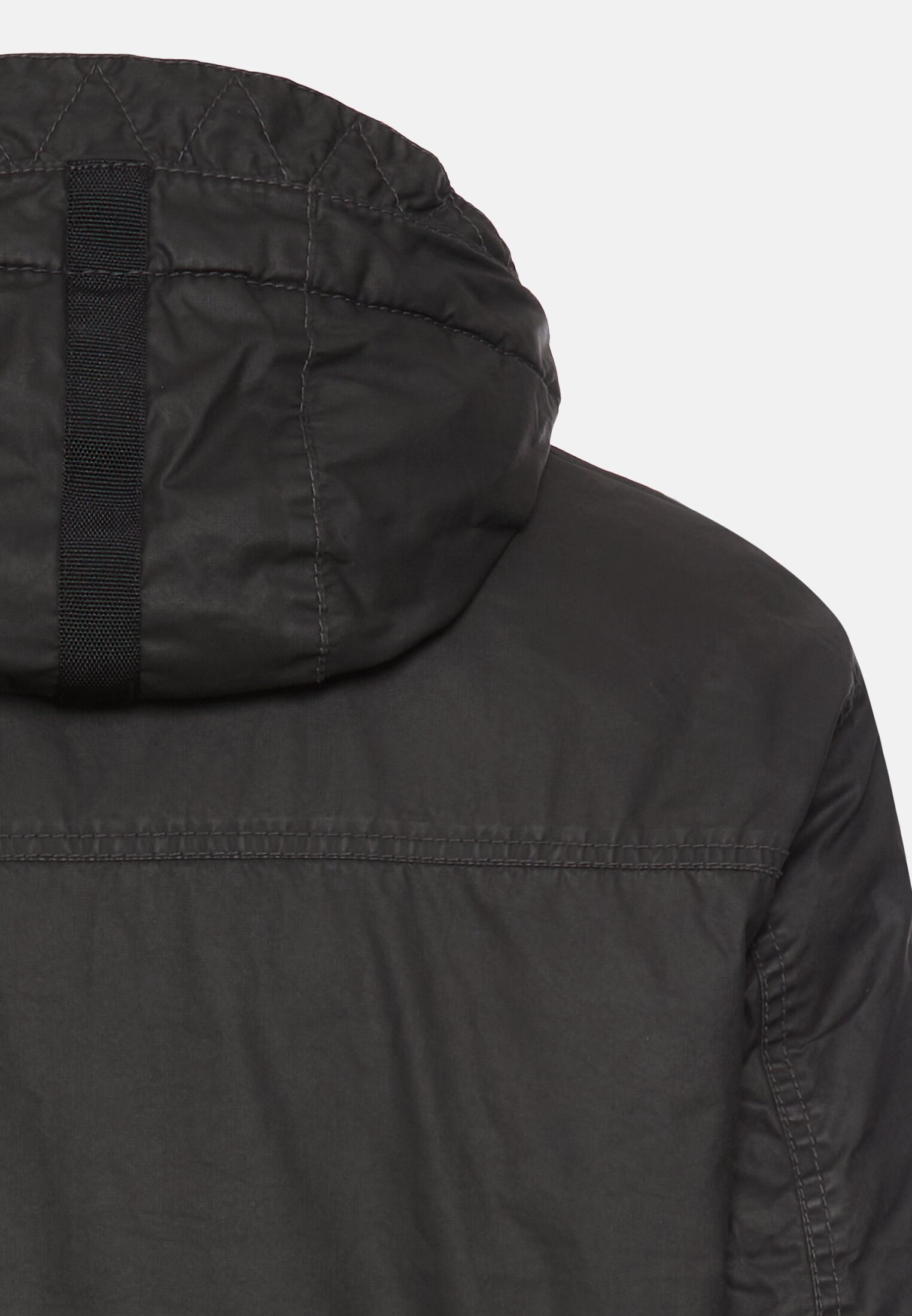 Herren Kapuzenjacke mit gestepptem Futter Schwarz hinten nah