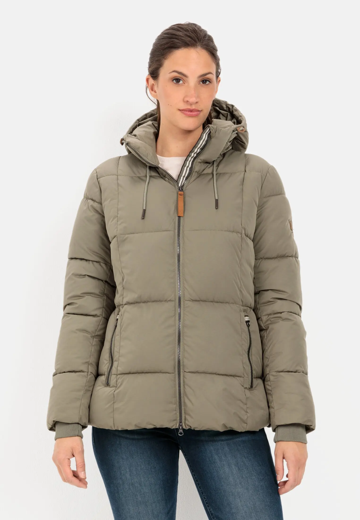 Camel puffer jacket shop
