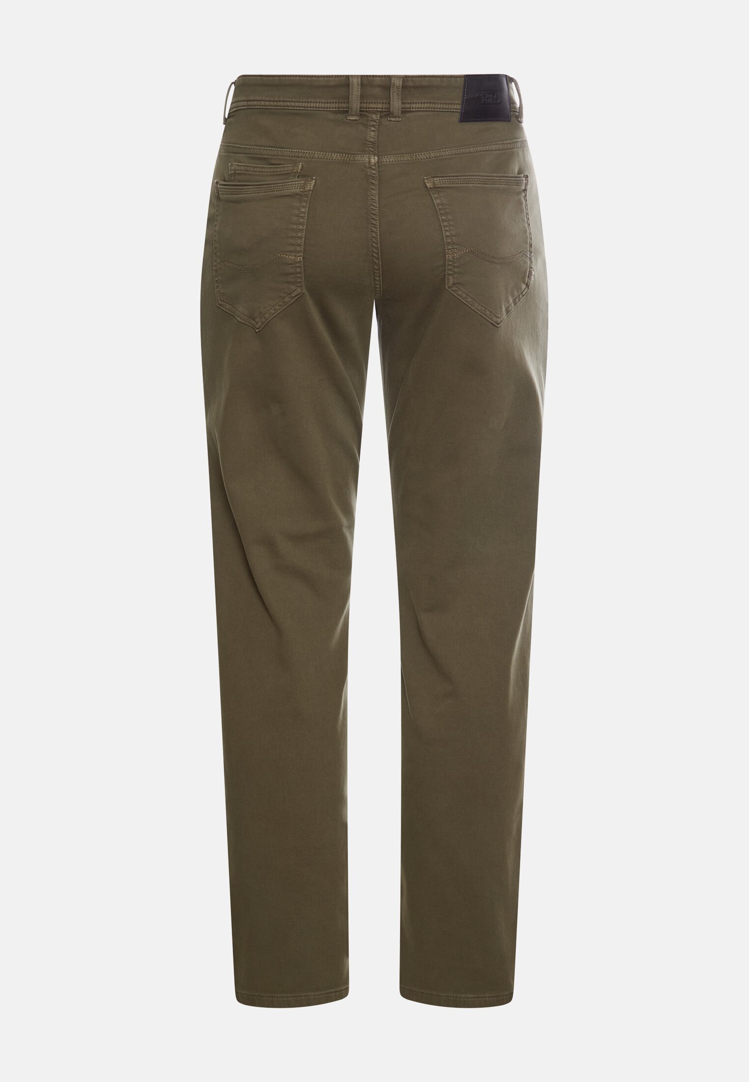 Heren Regular Fit fleXXXactive©broek Olijfgroen frontaal achter
