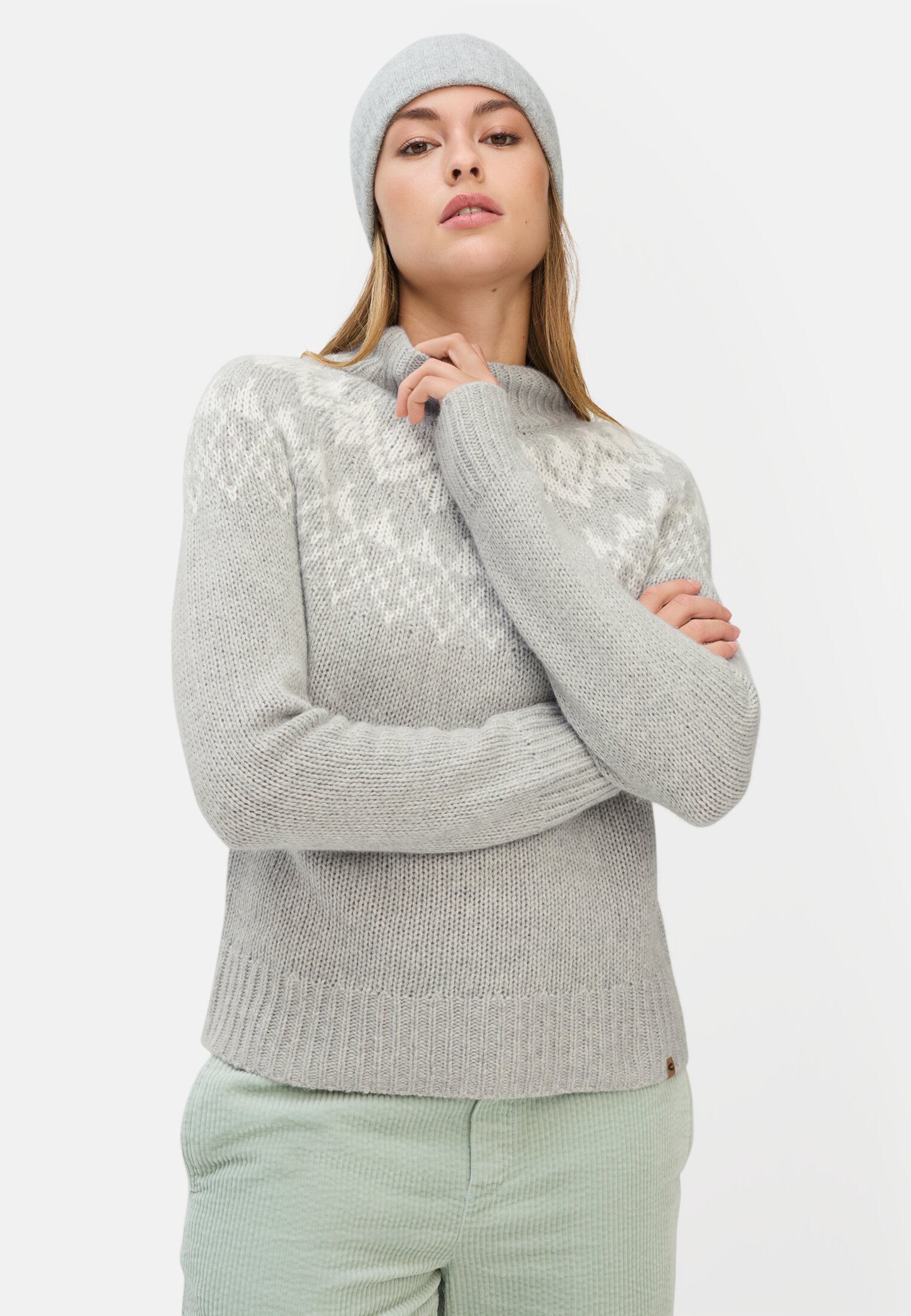 Vrouwen Trui met opstaande kraag Grijs gedragen emotional