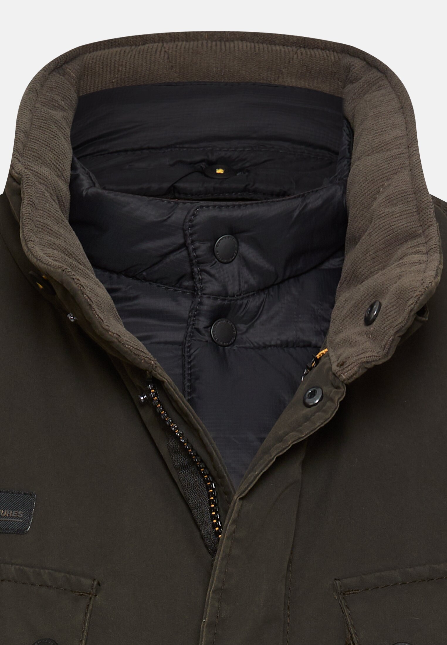 Herren Field Jacket mit verstallbarem Bund Braun vorne nah