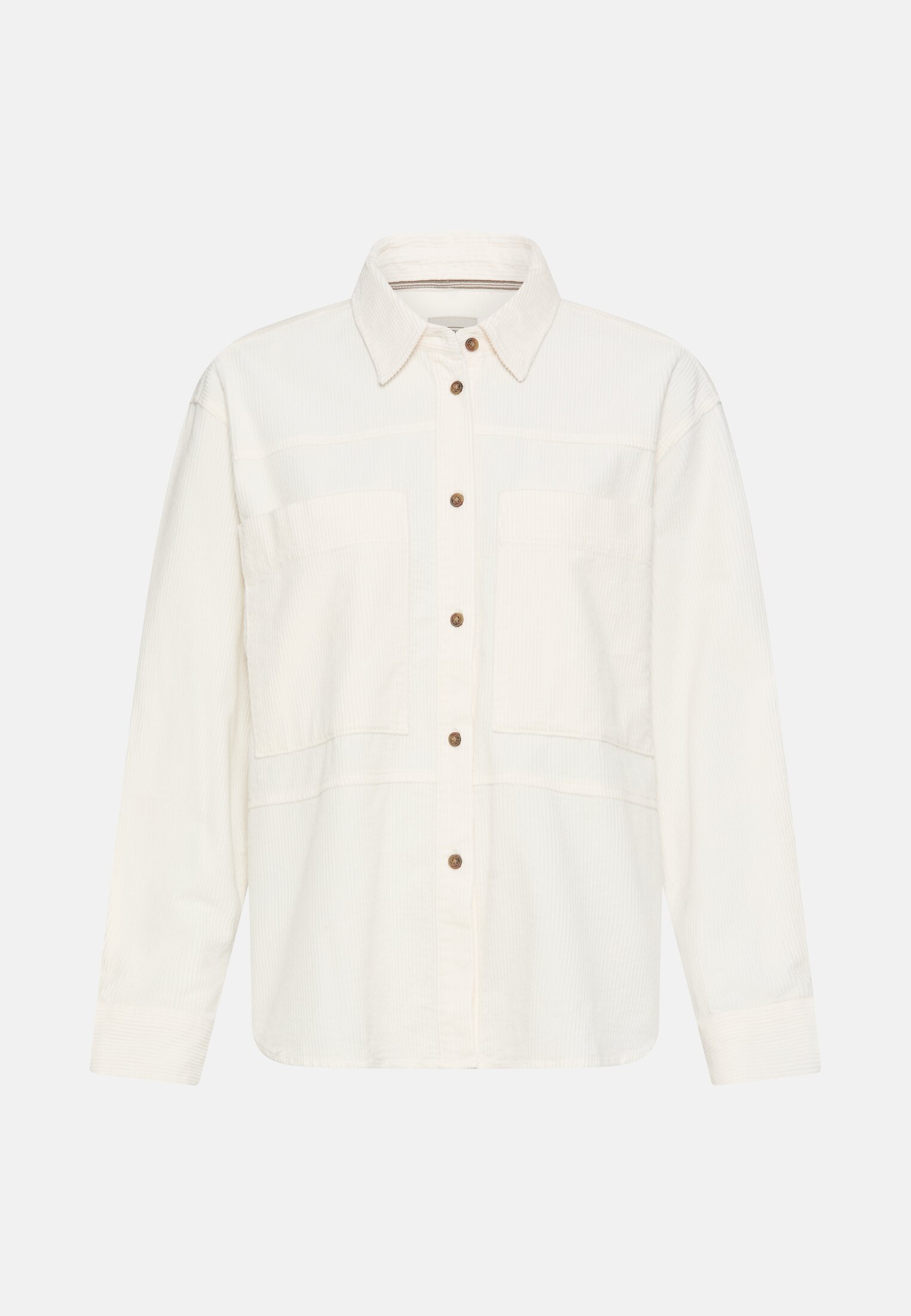 Damen Oversize-Bluse mit Hemdkragen Milchweiß frontal vorn