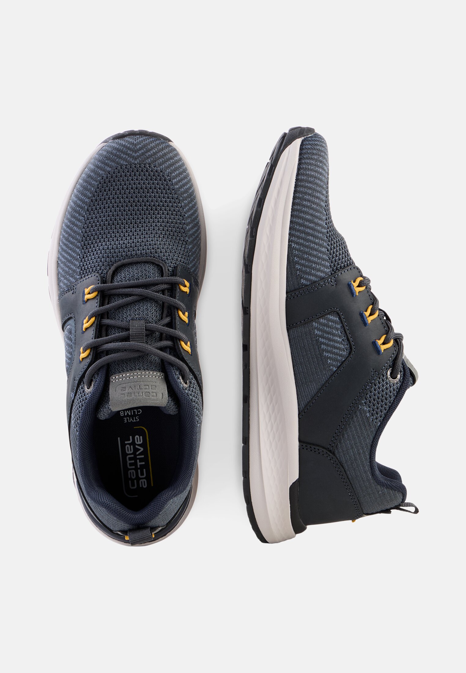 Herren Sneaker aus Leder-Textil Mix blau frontal oben