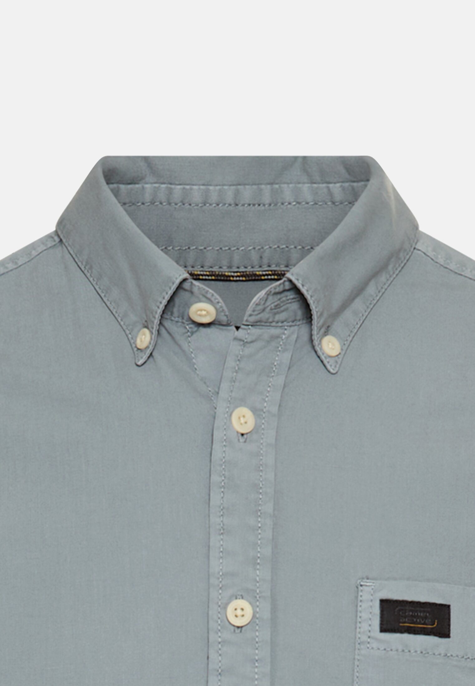 Men Long-sleeve shirt with button-down collar Stone blue front close