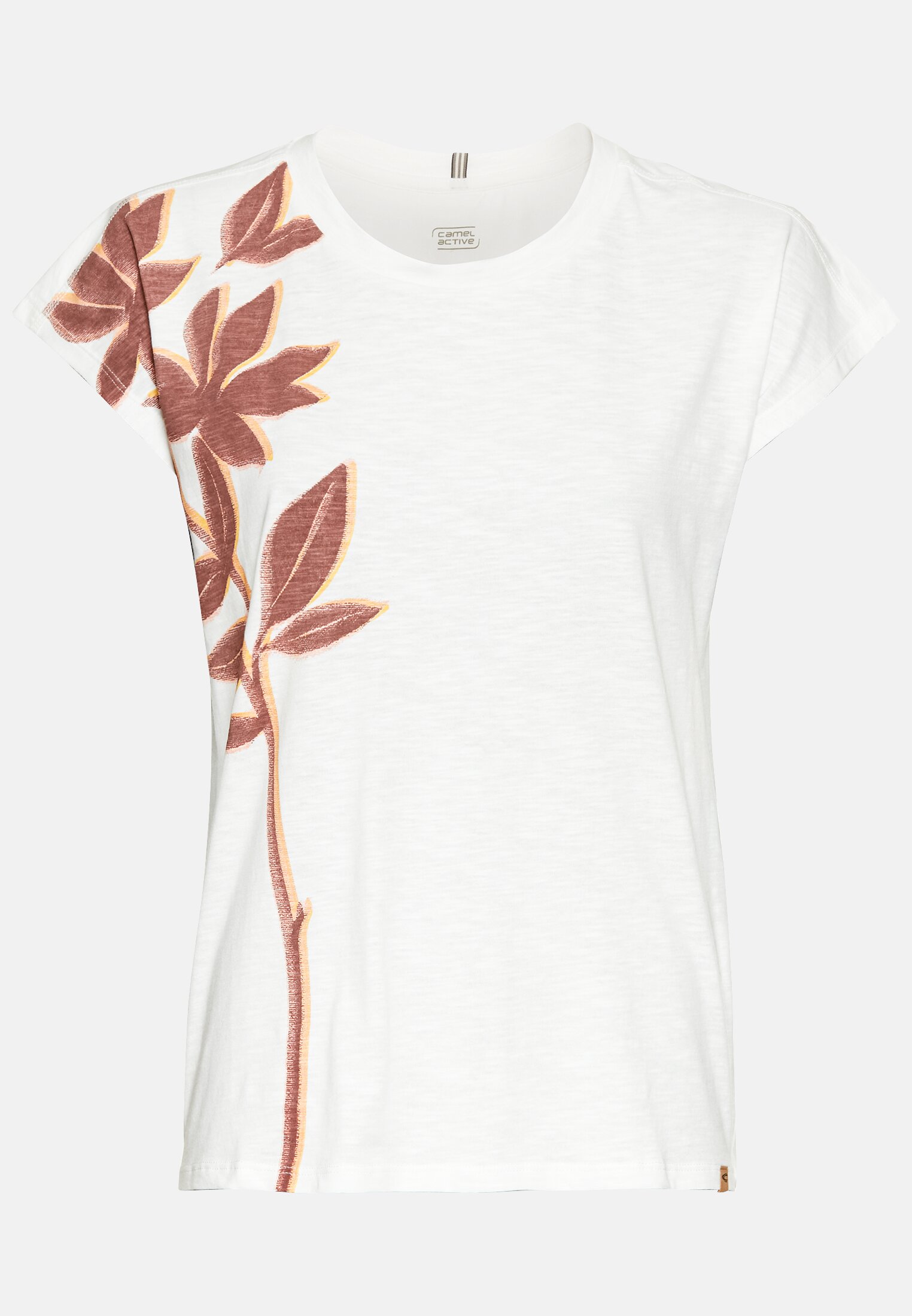 Women T-shirt with floral print made of cotton White frontal front