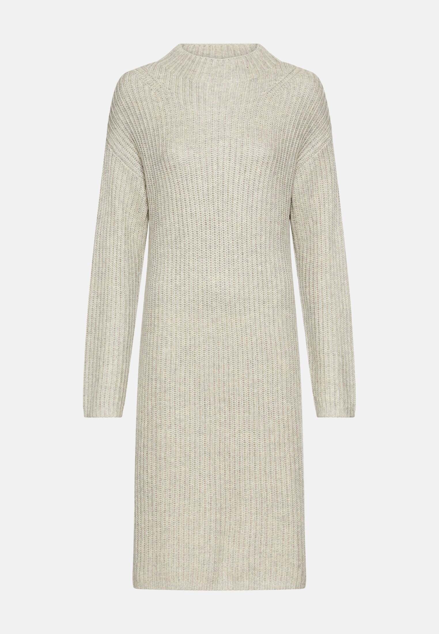 Damen Strickkleid mit Taschen Hellgrau frontal vorn