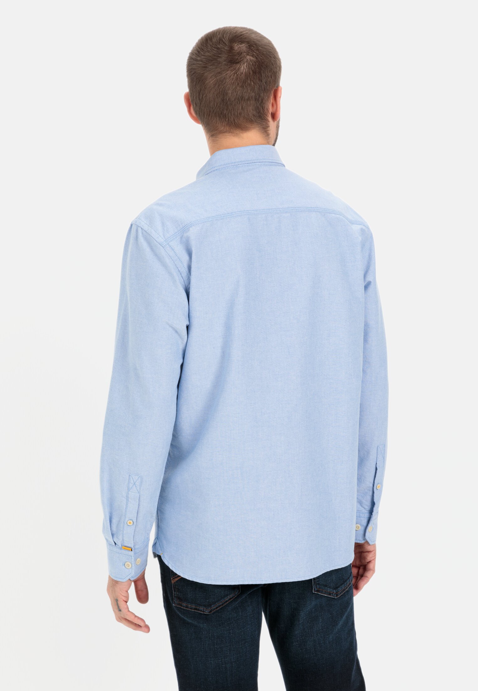 Men Oxford shirt made from certified organic cotton Light blue worn back