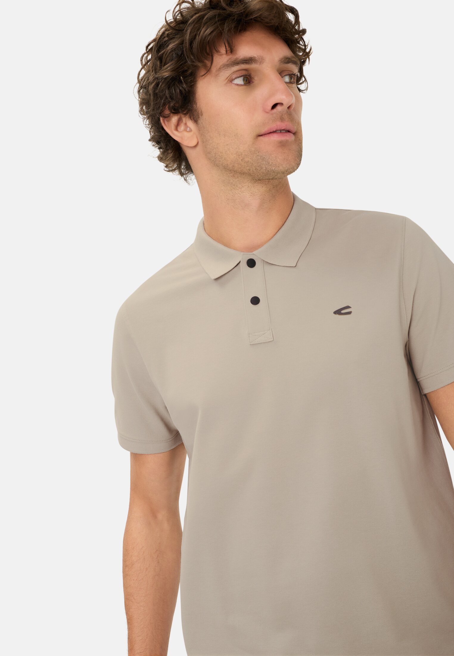 Men Polo shirt with contrast details Beige worn emotional