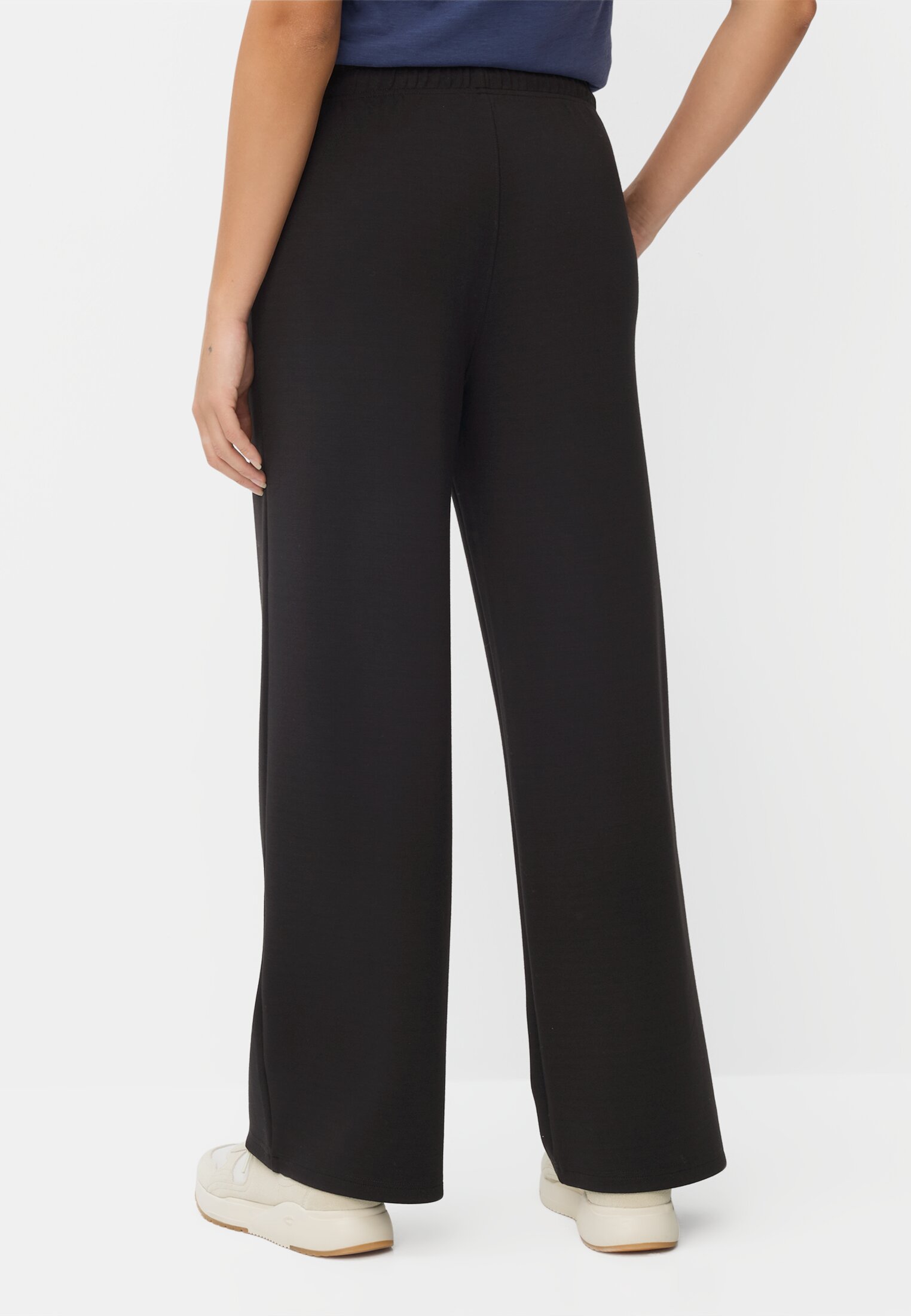 Women Casual trousers with adjustable waistband Black worn back