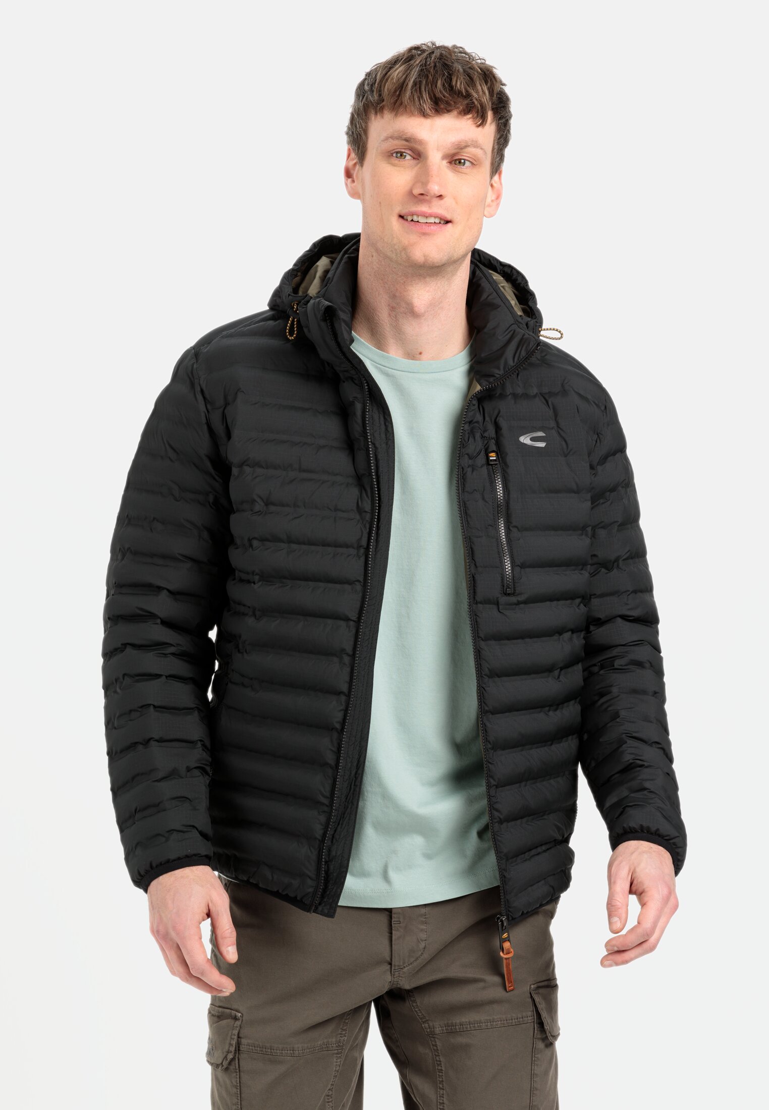 Herren Wasserdichte teXXXactive® Funktionsjacke in Steppoptik Schwarz getragen vorn