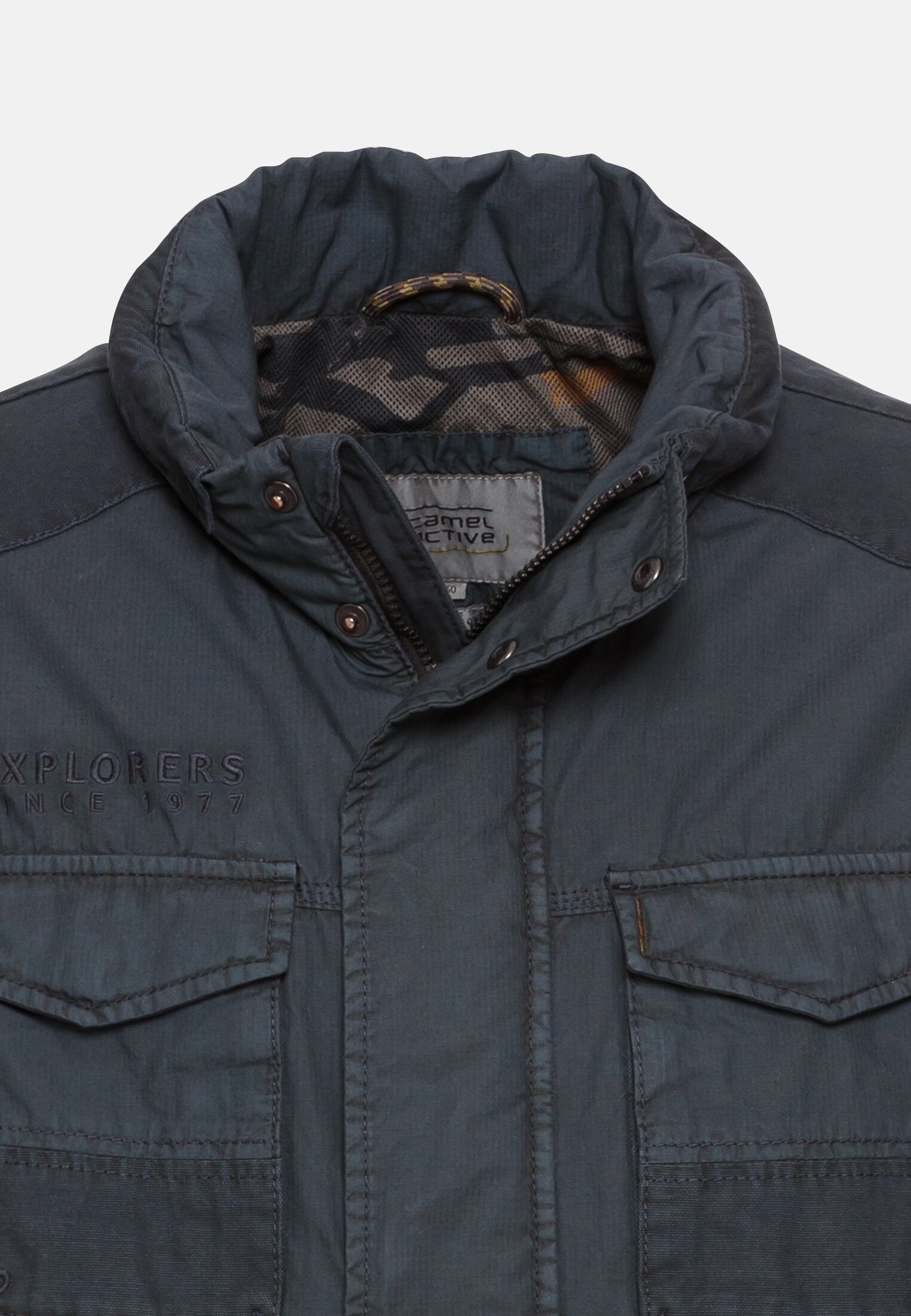 Men Field jacket made from pure cotton Blue front close