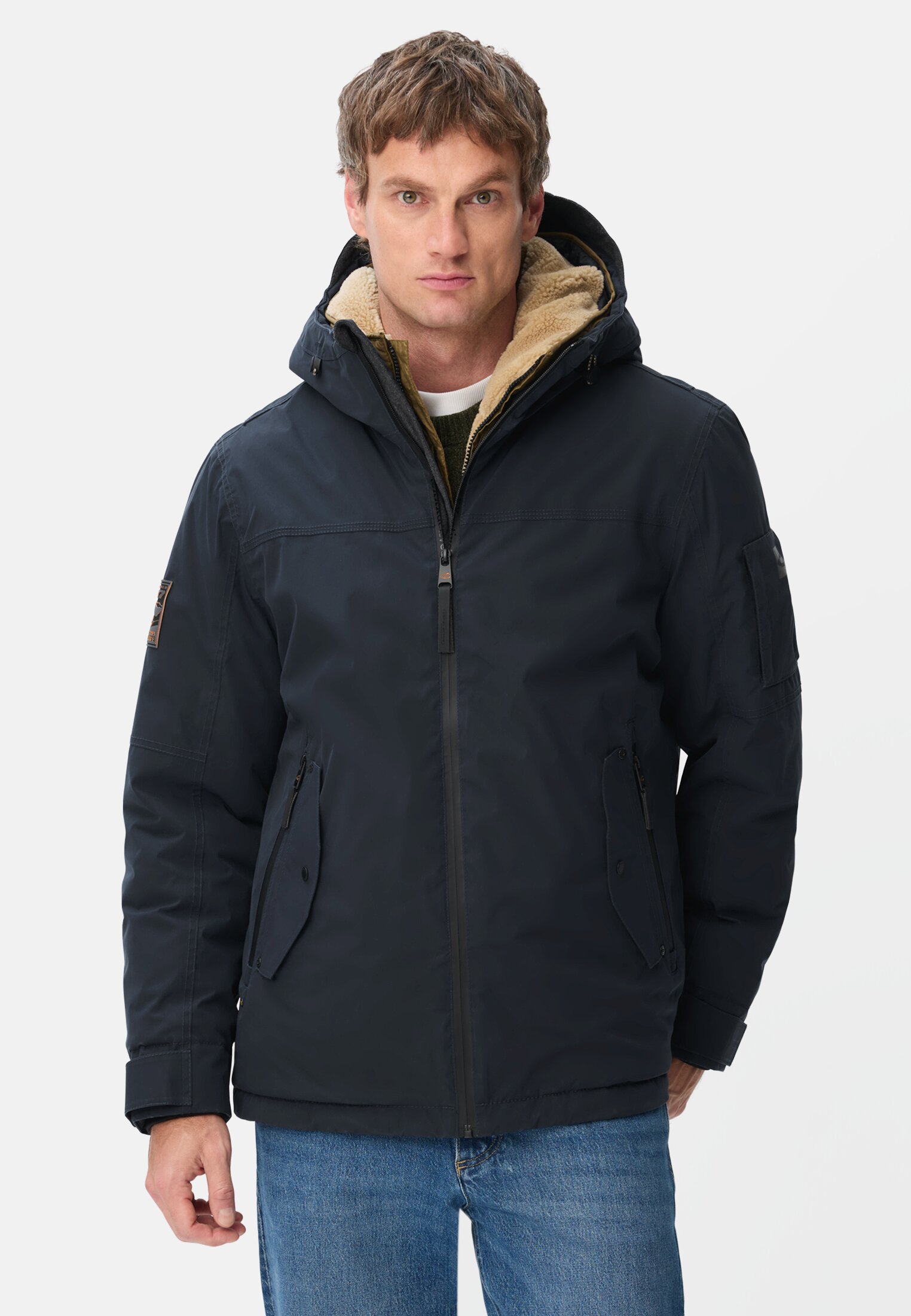 Men teXXXactive® functional winter jacket with taped seams Navy blue worn front