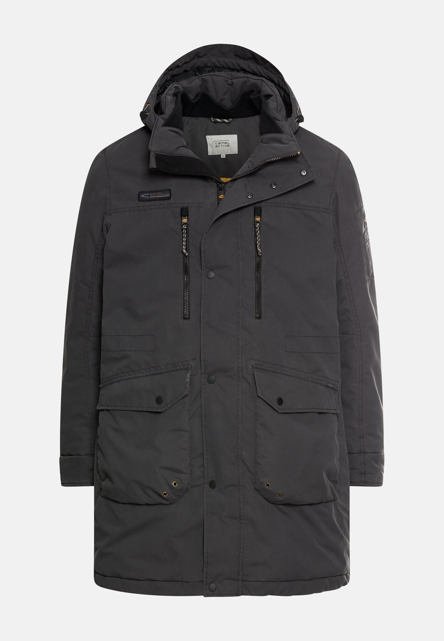 Herren Parka mit abnehmbarer Kapuze Schwarz frontal vorn