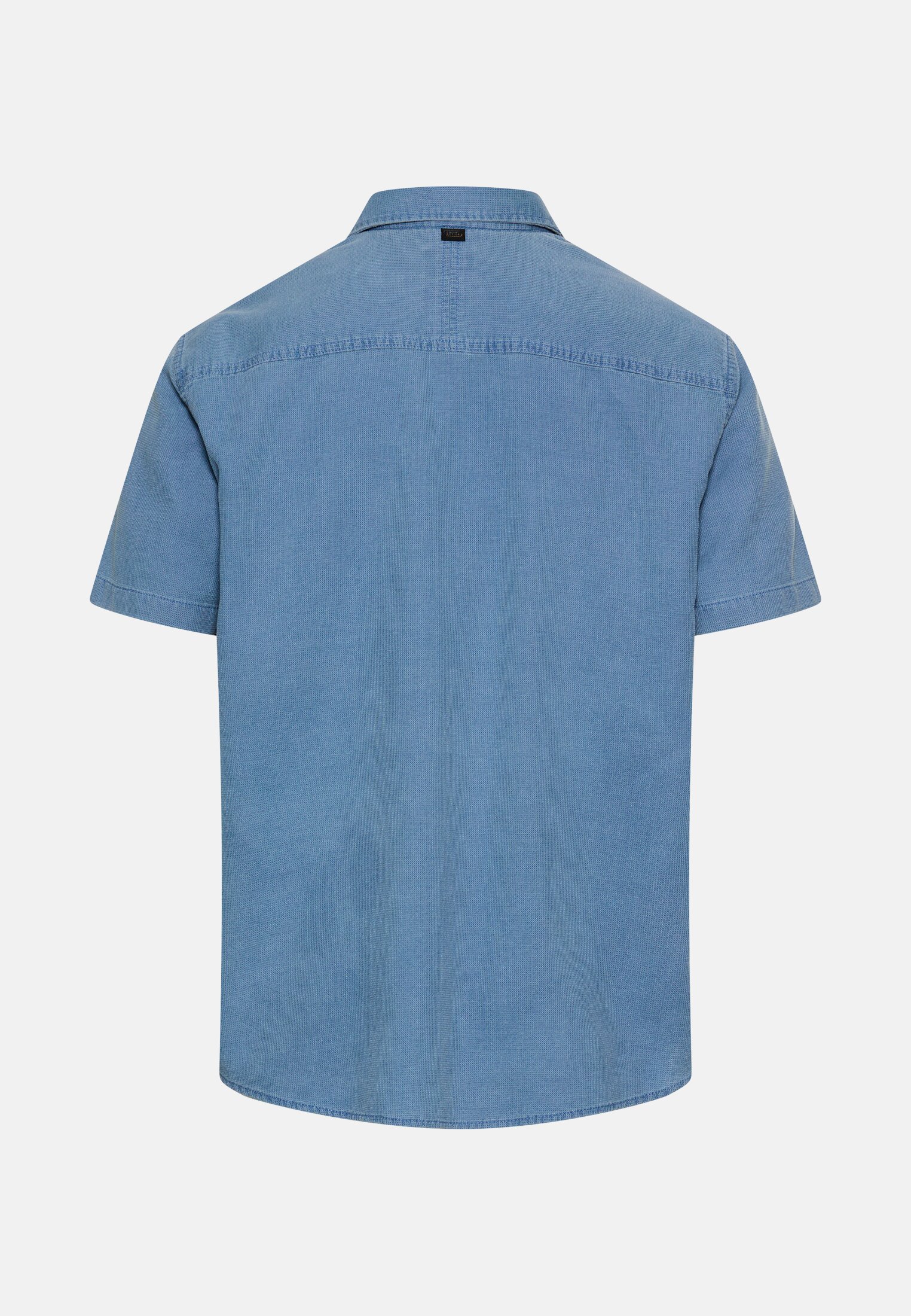 Men Short sleeve shirt made of pure cotton Sky Blue frontal back