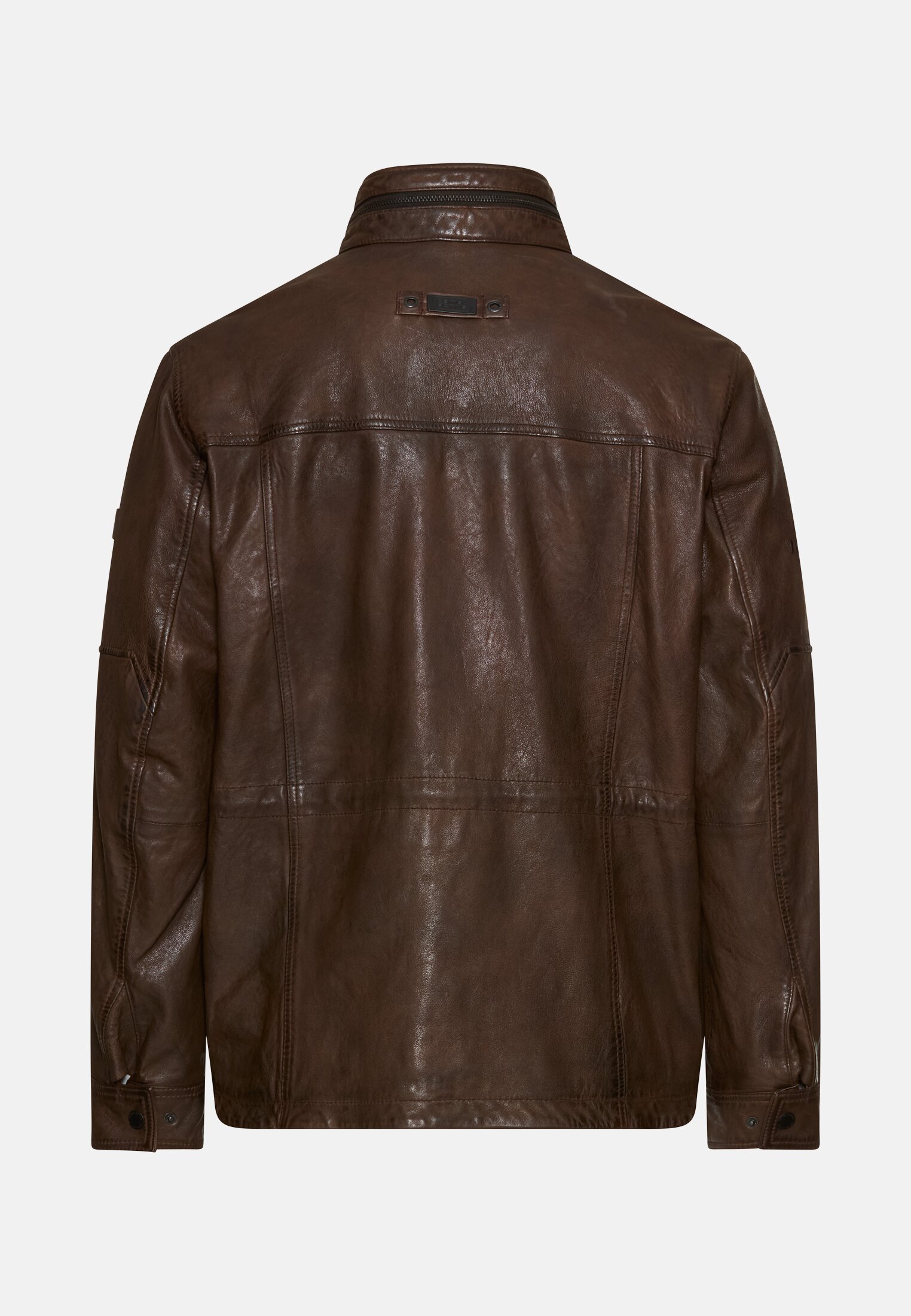 Men Leather jacket with inner pockets Brown frontal back