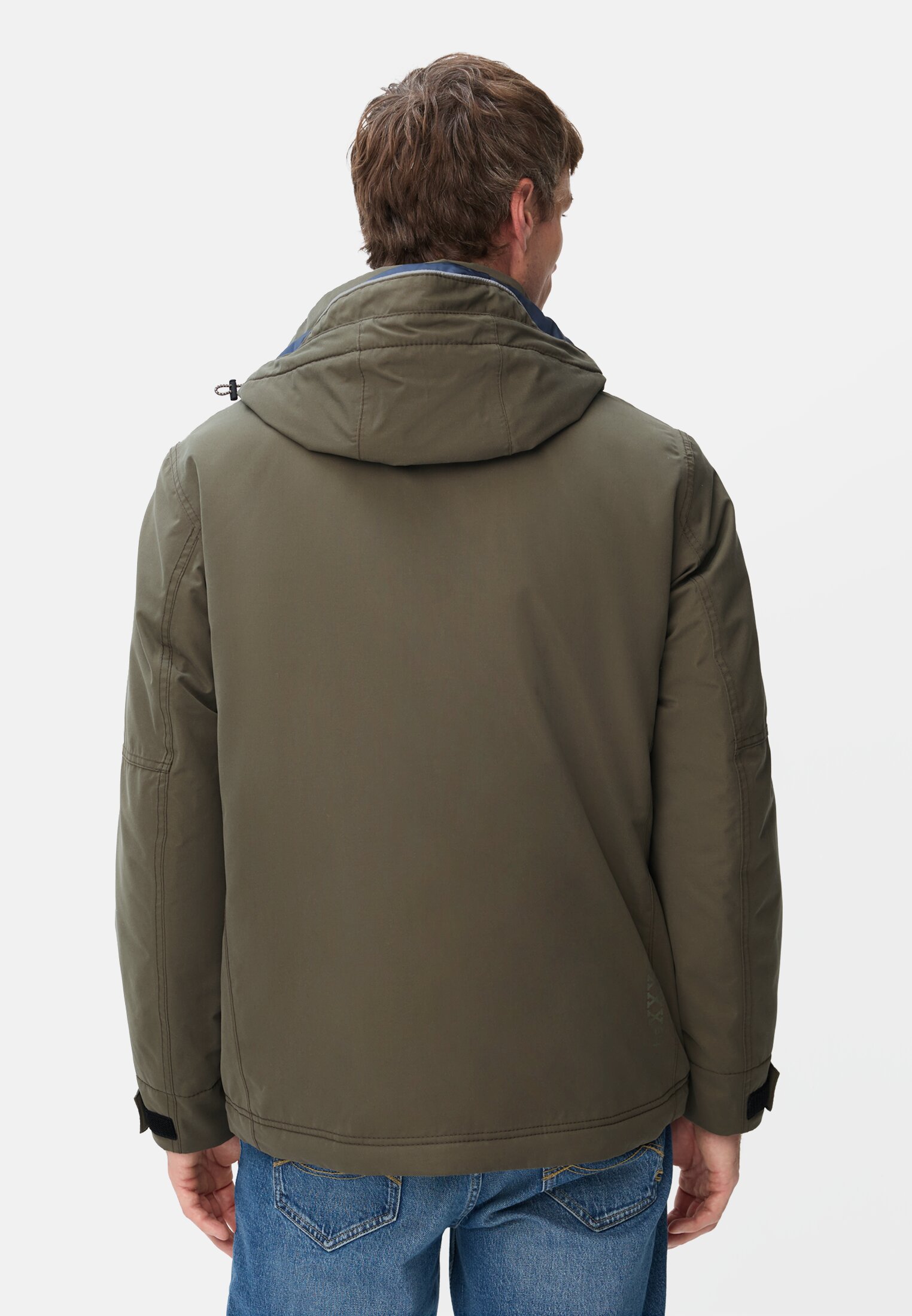 Men teXXXactive© functional jacket with removable hood Dark Green worn back
