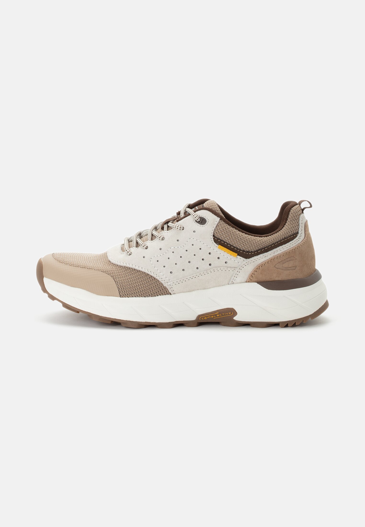 Herren Sneaker aus Nubukleder und Textil Beige frontal vorn