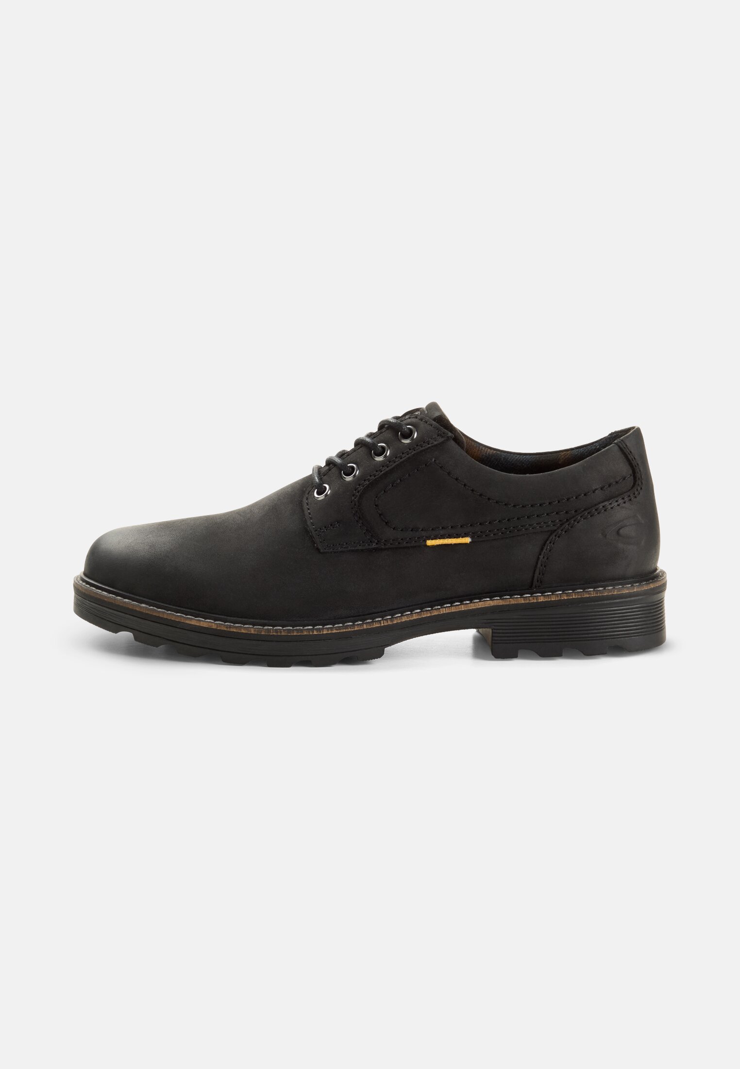Herren Oxford Schnürschuhe aus echtem Leder Schwarz frontal vorn