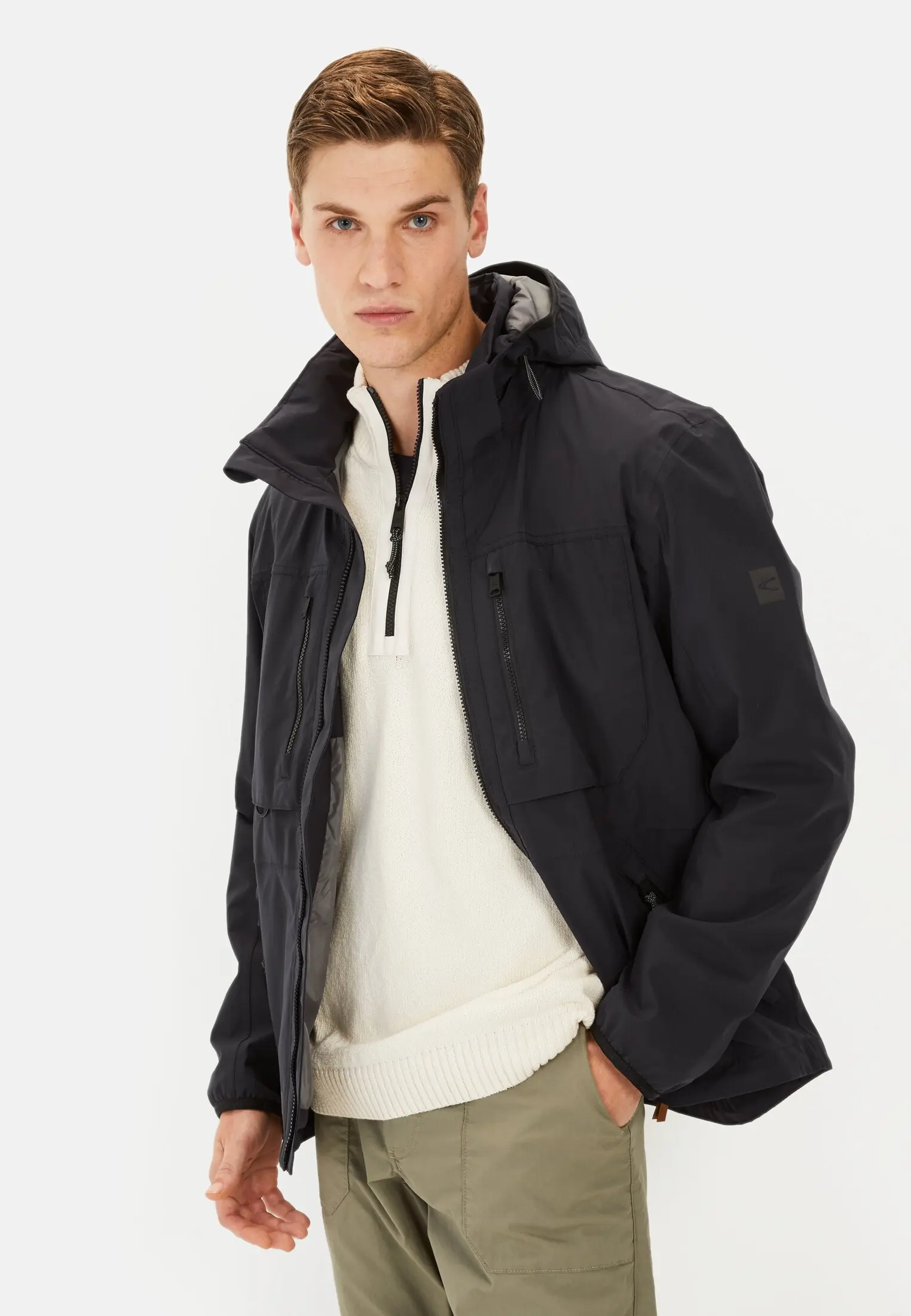 Men Windbreaker with removable hood Dark Blue