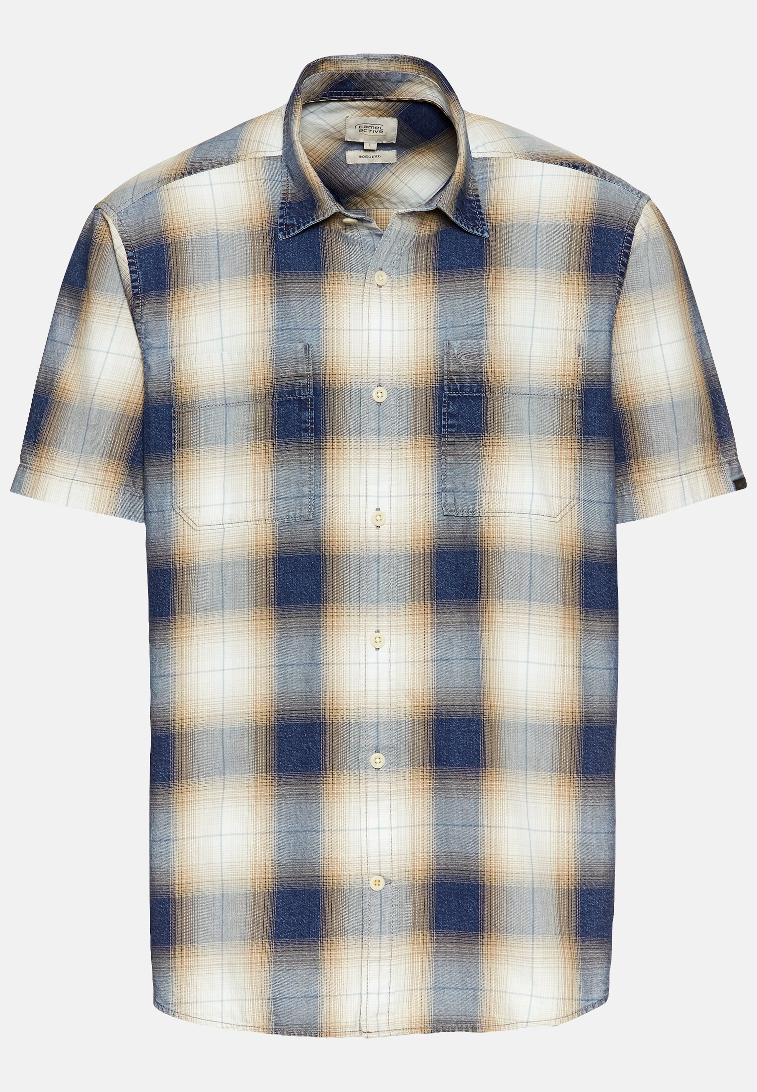 MI_09252-5S52-48_0G-00 Herren Kurzarmhemd mit Karomuster Blau frontal vorn