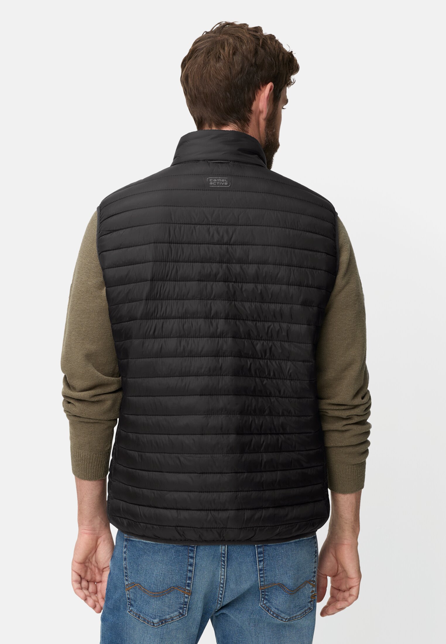 Men Vest with water-repellent function Black worn back