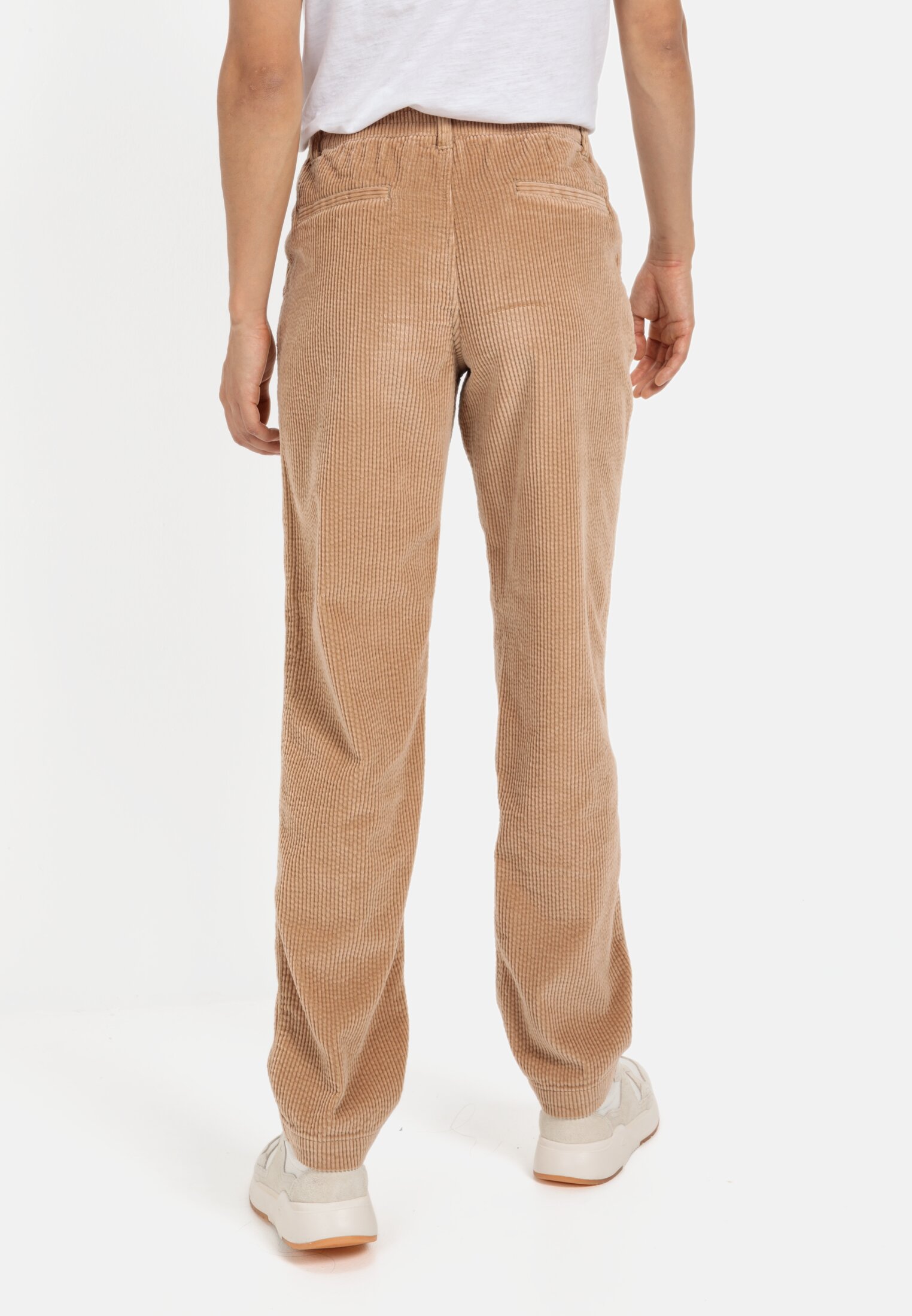 Women Cord trousers in loose fit Beige worn back
