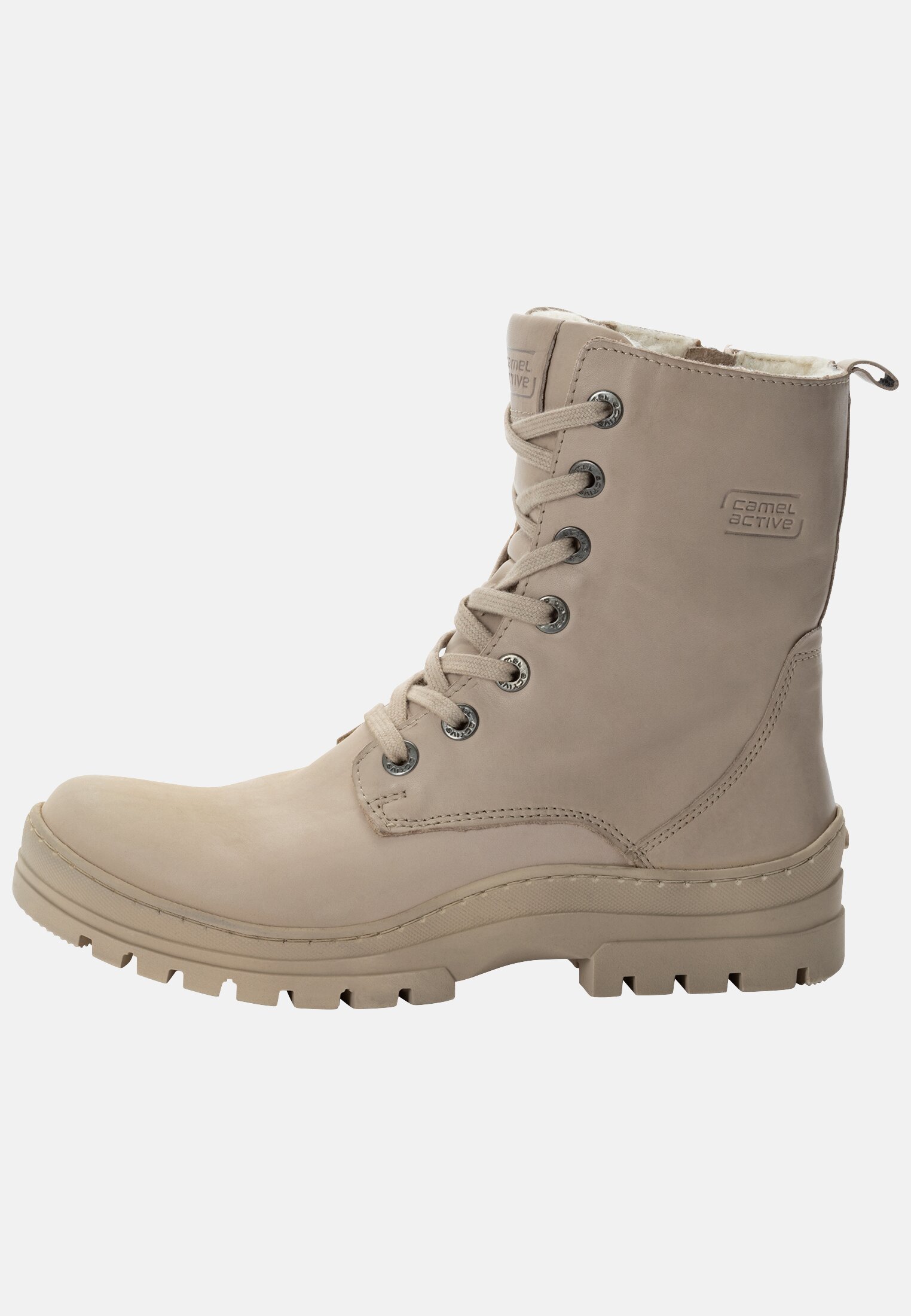 Damen Schnürstiefel aus Rindsleder Beige frontal vorn