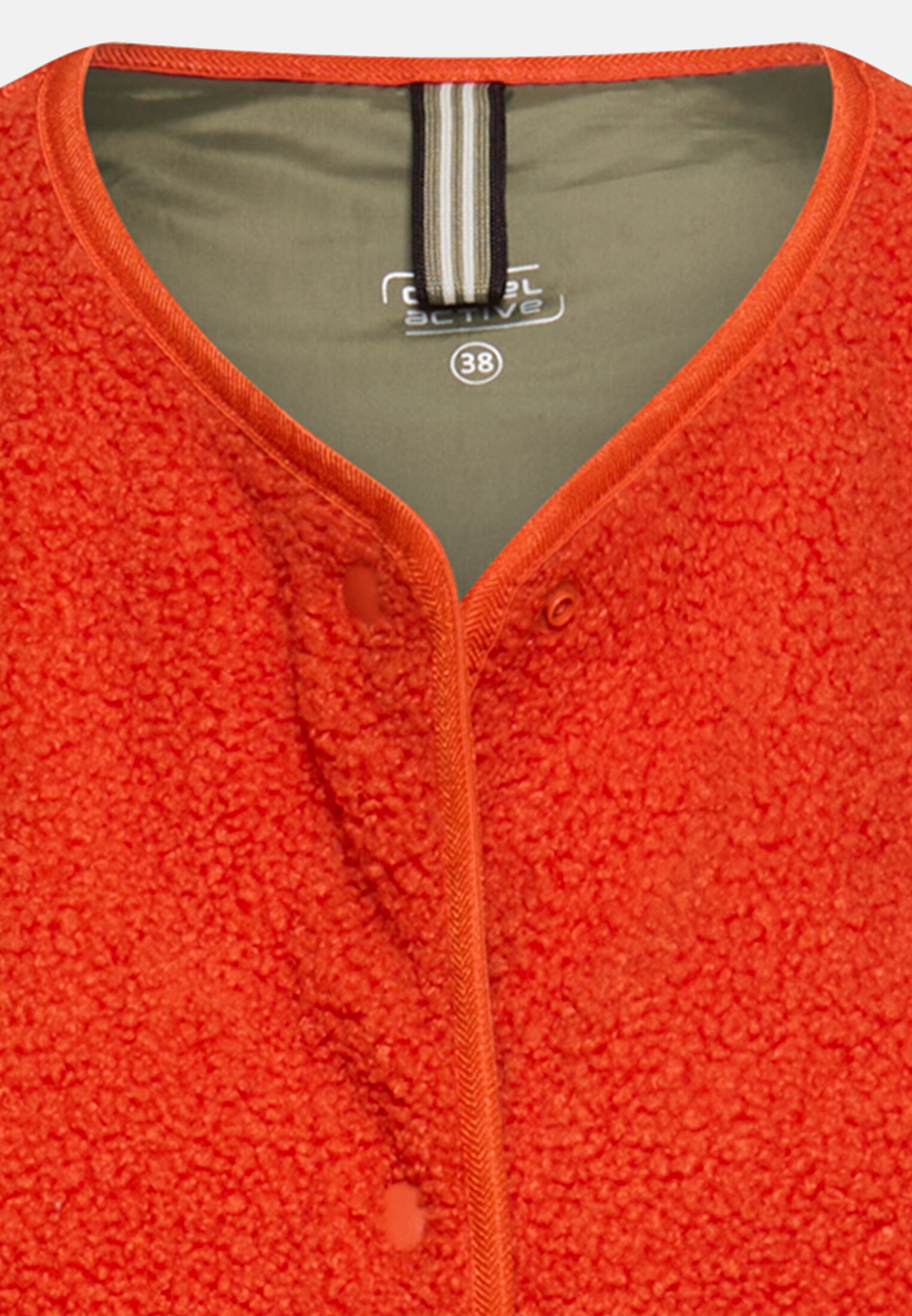 Damen Teddy Weste mit seitlichen Eingrifftaschen Orange vorne nah