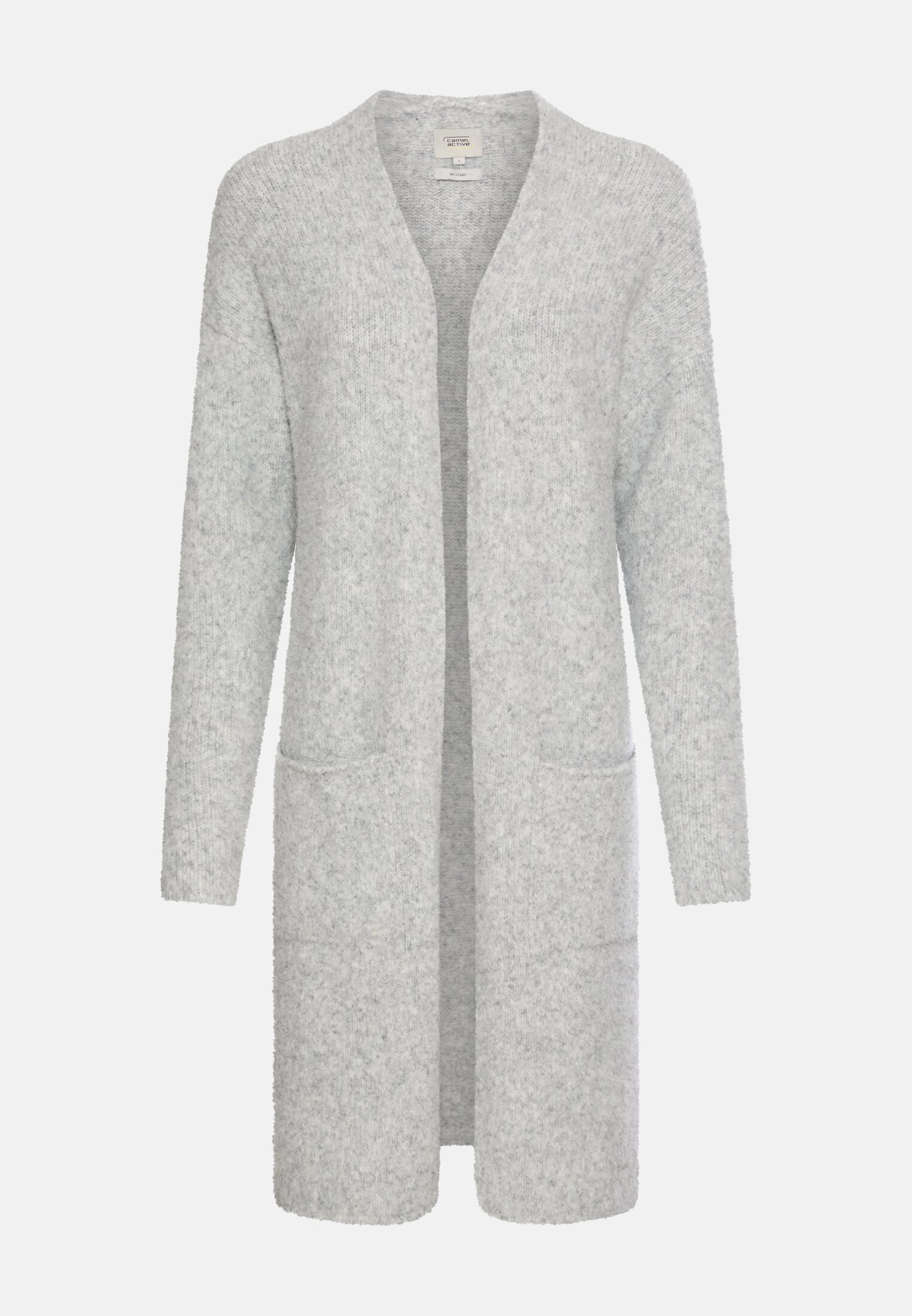 Damen Strickjacke mit aufgesetzten Taschen Grau frontal vorn