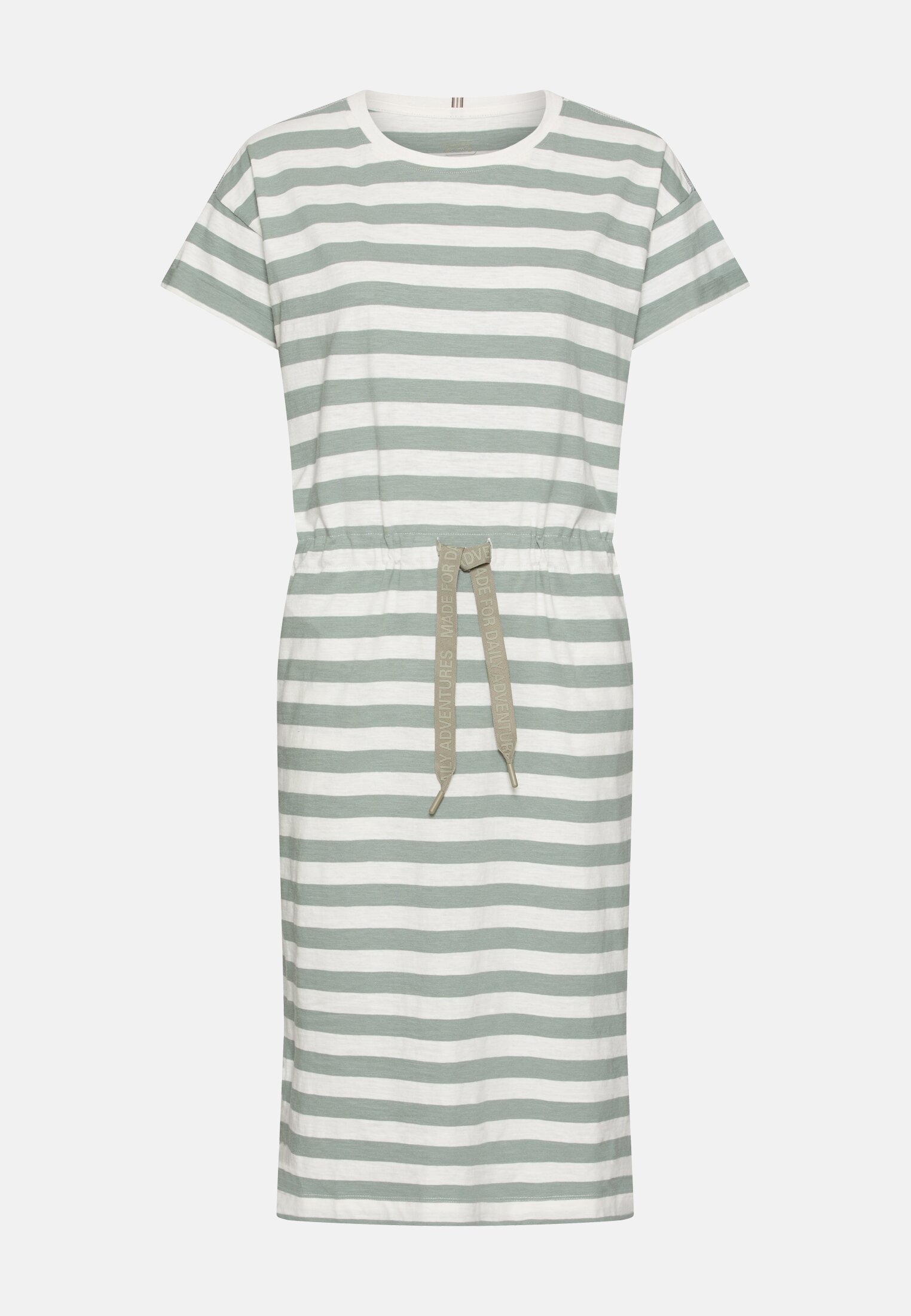 Damen Kleid mit Tunnelzug Jadeblau frontal vorn