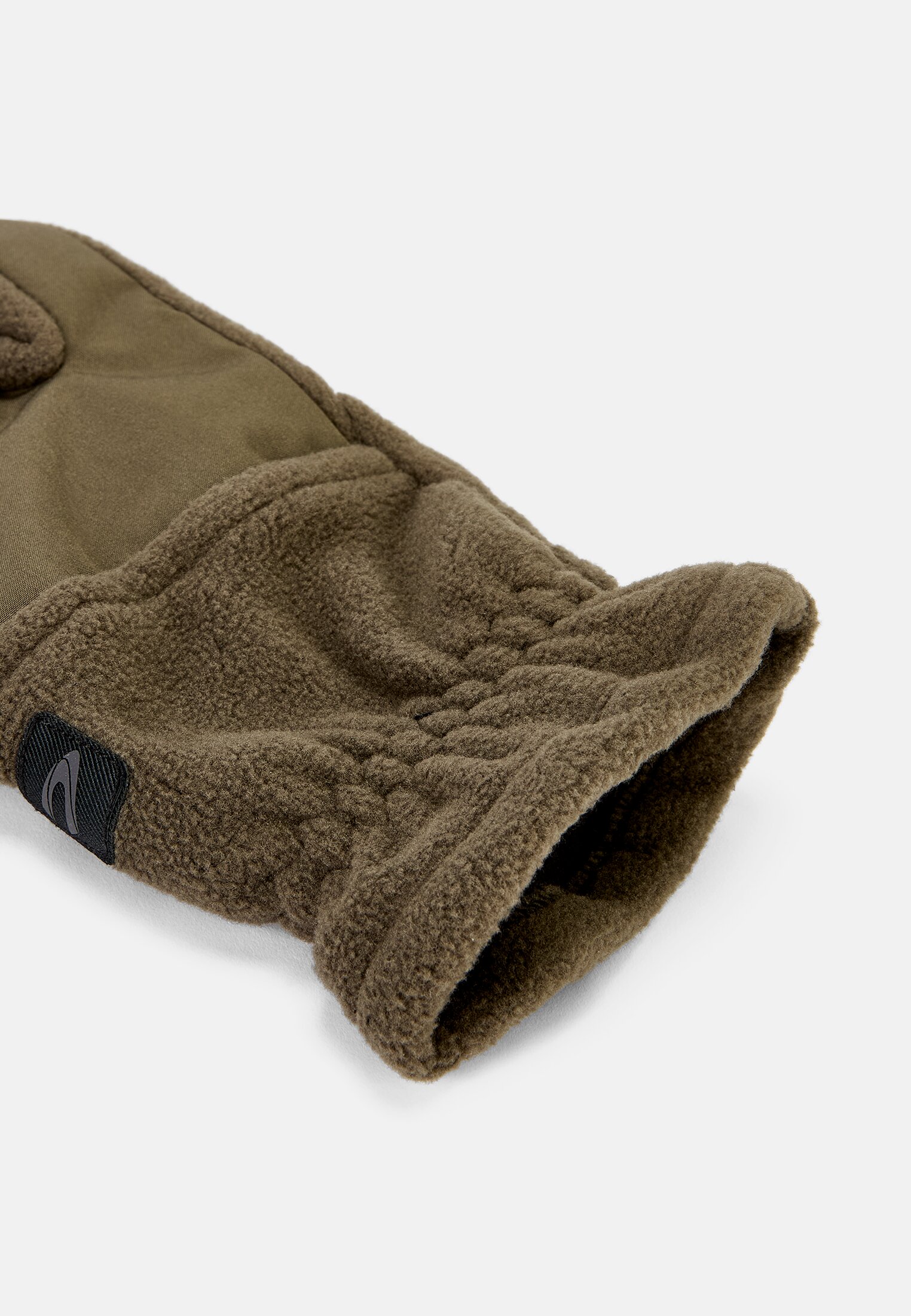 Herren Fleece Handschuhe mit elastischem Saum Olivbraun frontal oben