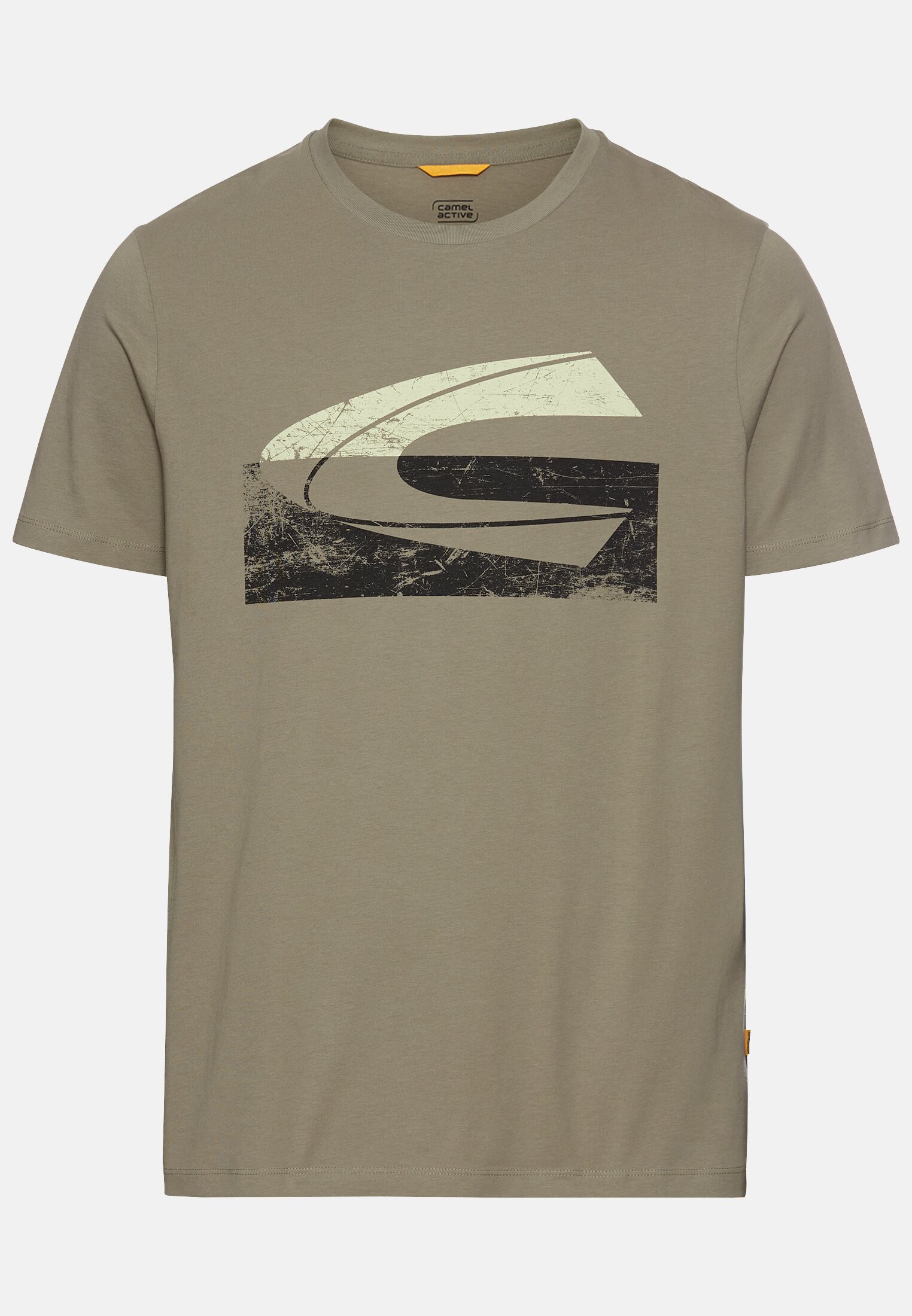 MI_0970F-5T94-30_0G-00 Men T-shirt with print Khaki frontal front