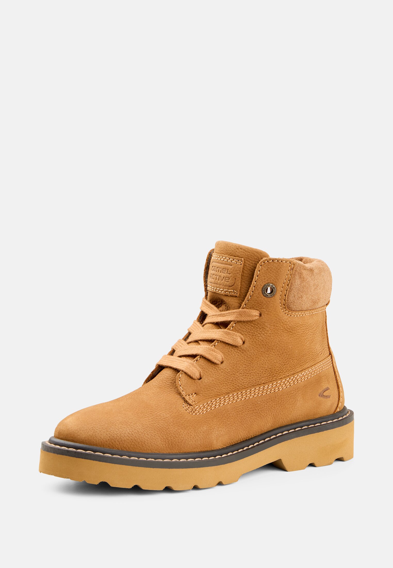 Women Lace-up boots made from nubuck leather Light brown frontal back