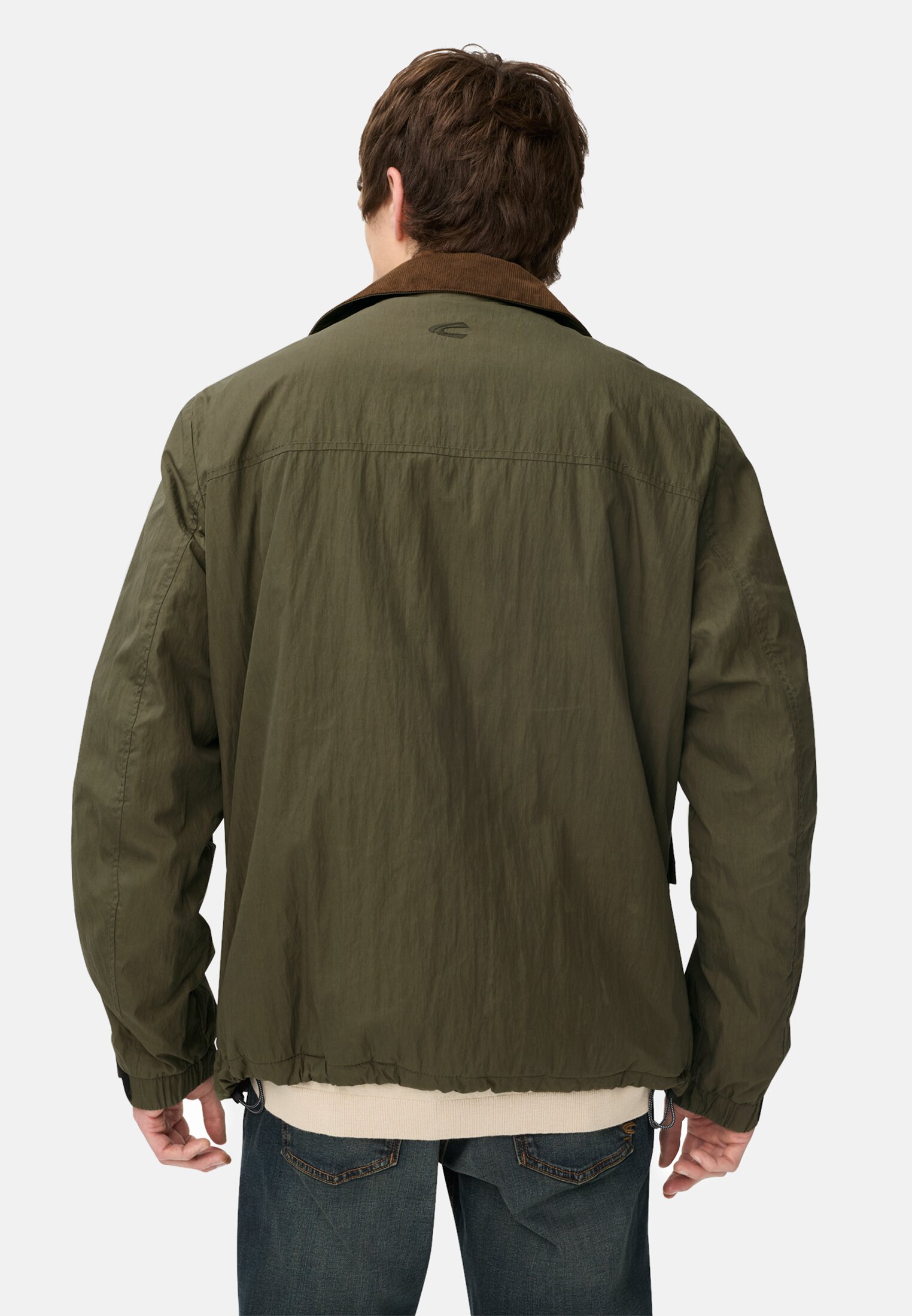 Men Blouson with shirt collar and fleece lining Forest green worn back