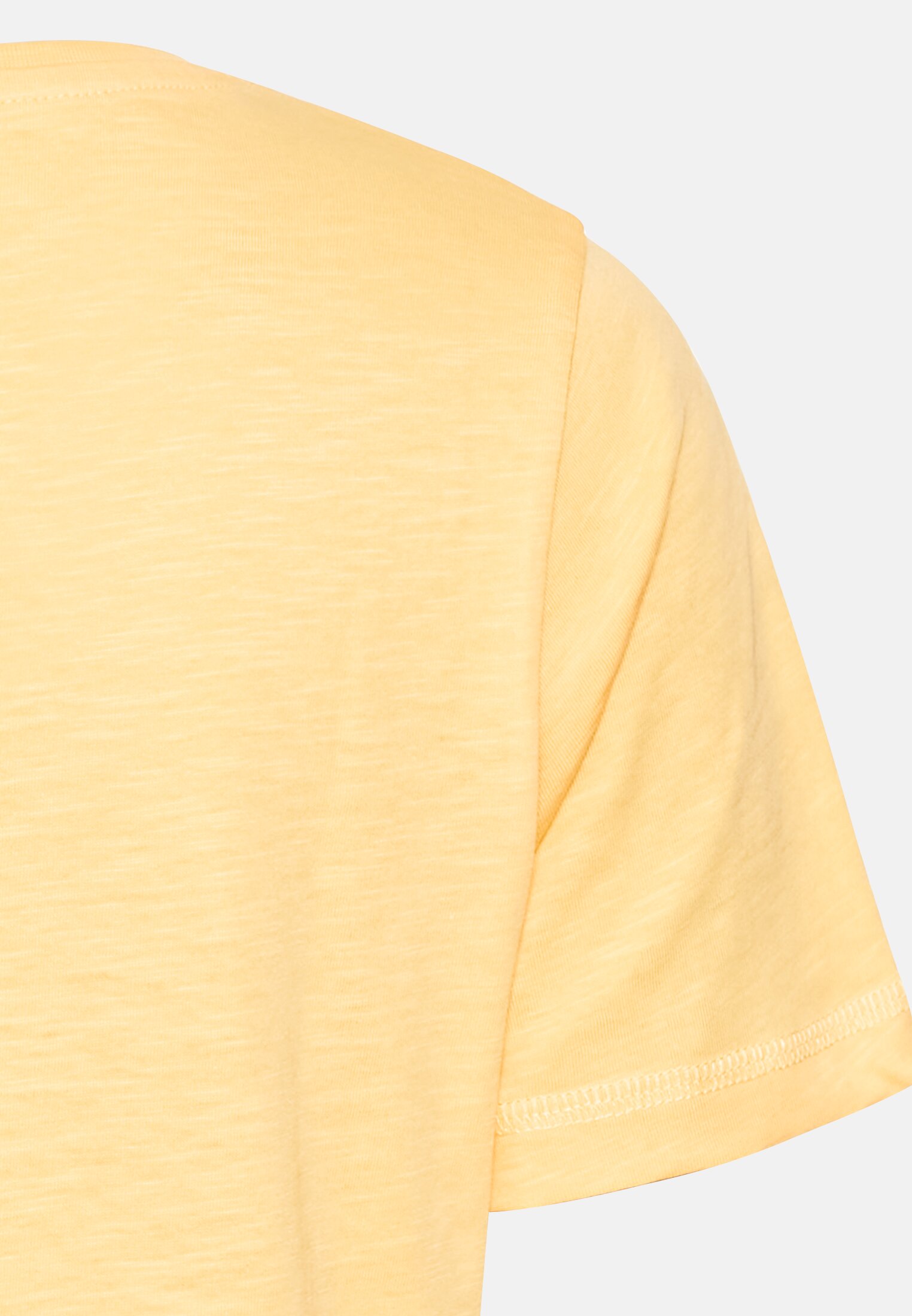 Women V-neck T-shirt made of pure cotton Yellow close back