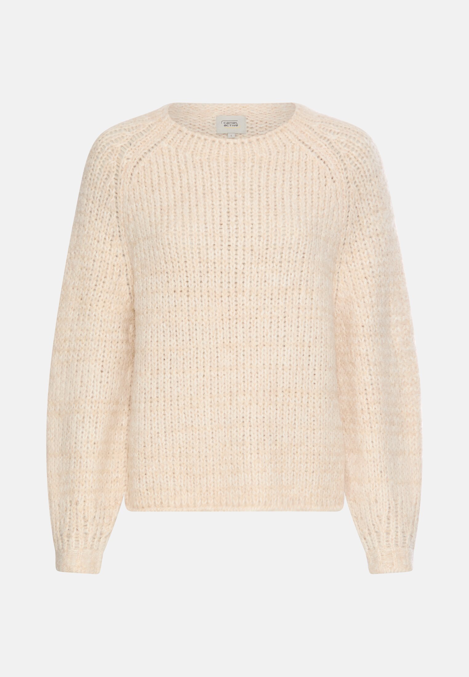 Damen Strickpullover mit weiten Ärmeln Hafer frontal vorn