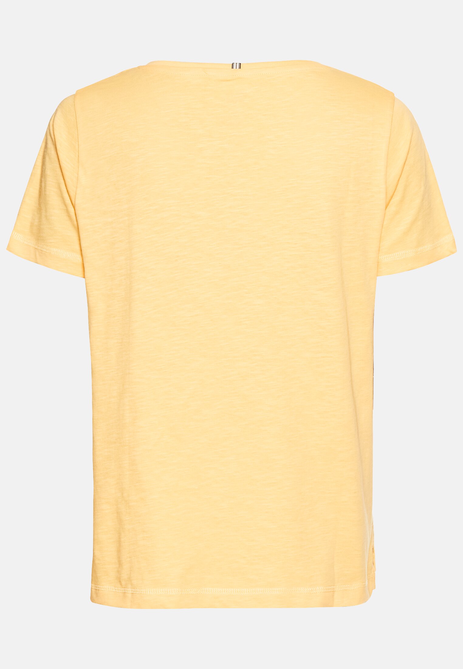 Women V-neck T-shirt made of pure cotton Yellow frontal back