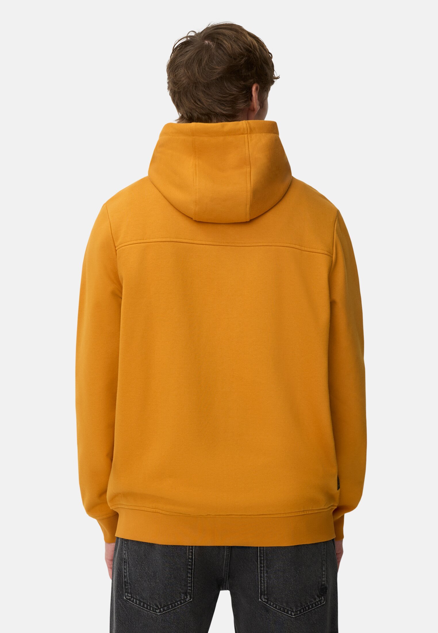 Men Sweat jacket with hood Yellow worn back