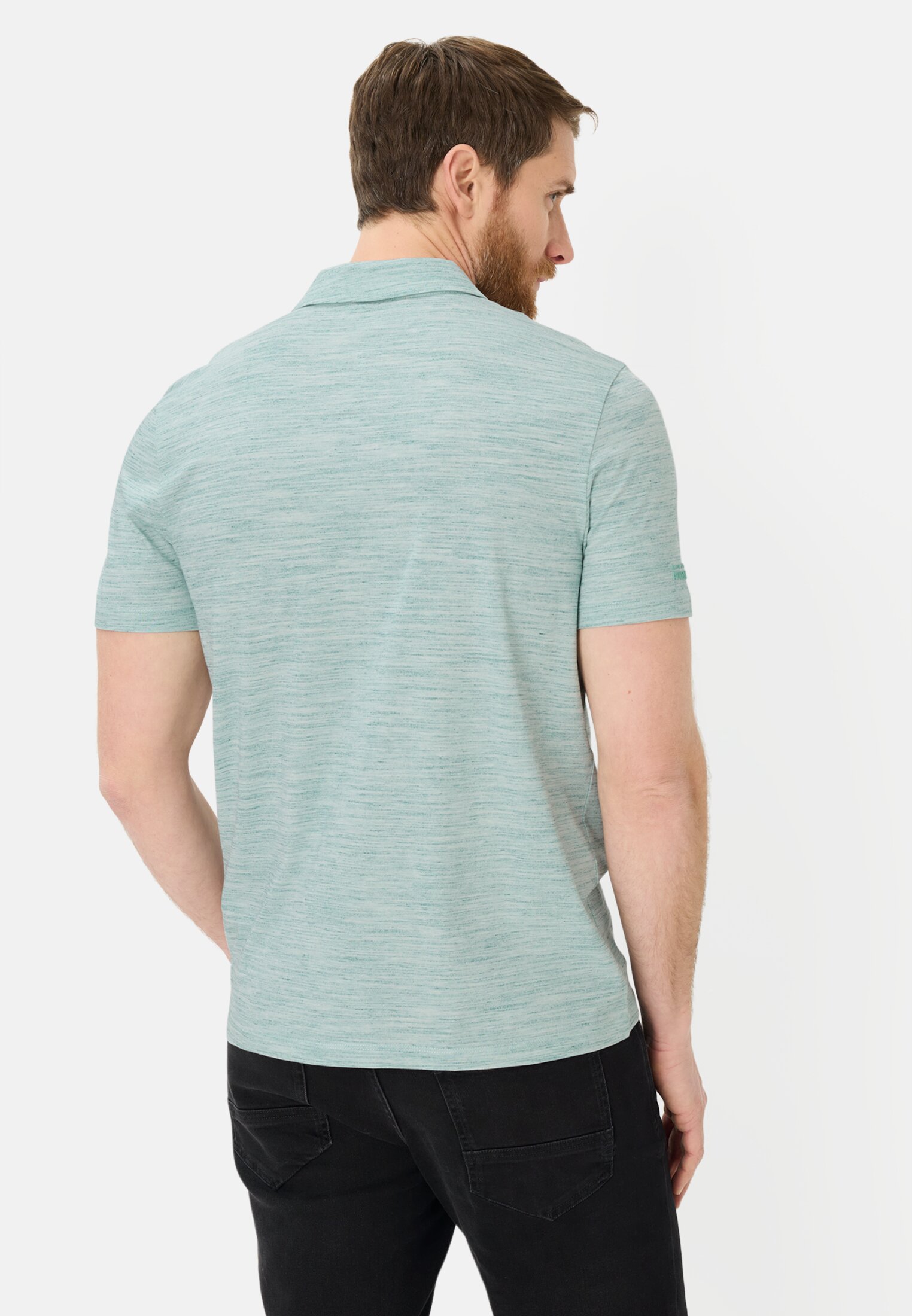 Men Polo shirt with Quick Dry function Ocean Green worn back