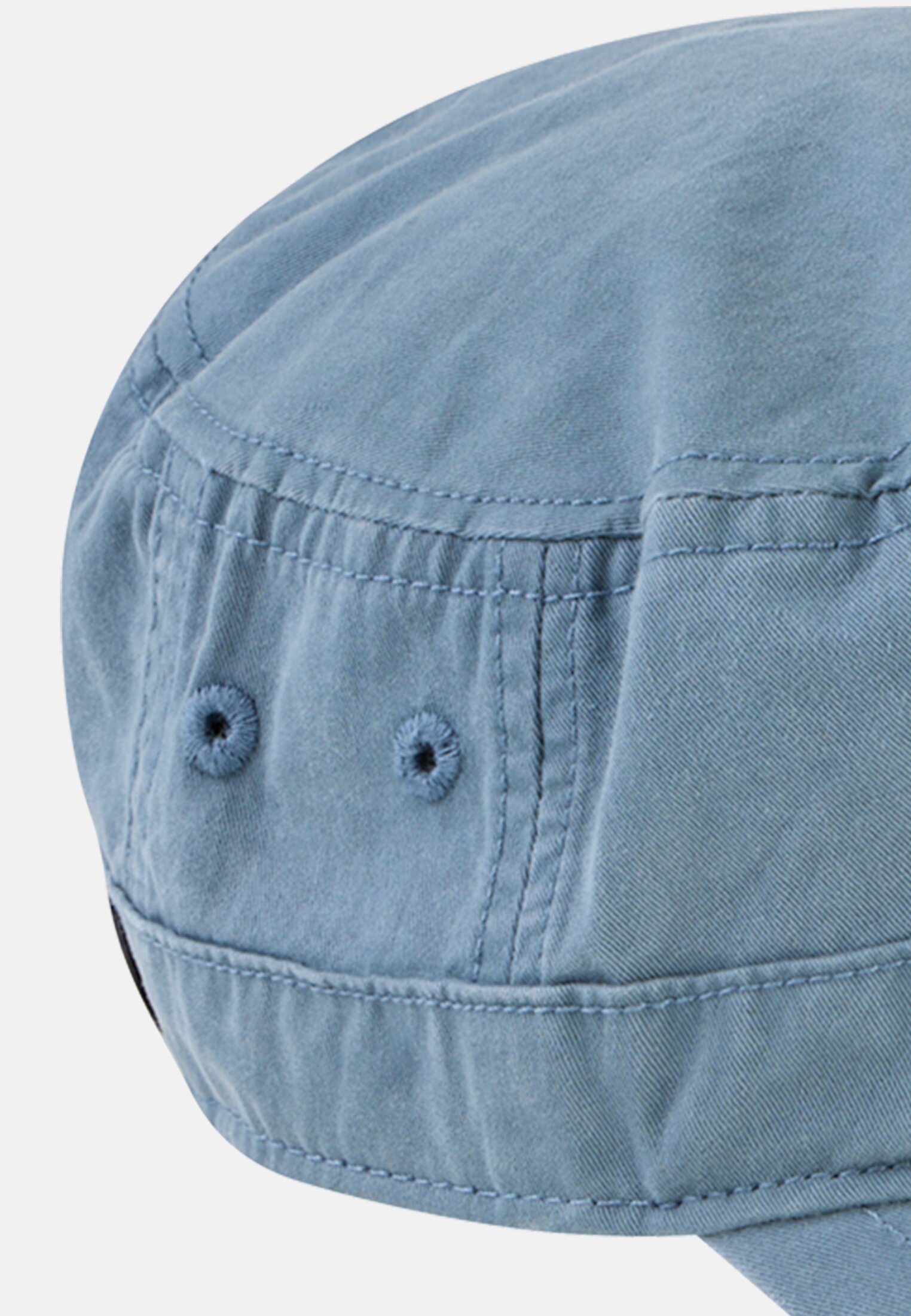 Herren Military Cap aus reiner Baumwolle Sturmblau vorne nah