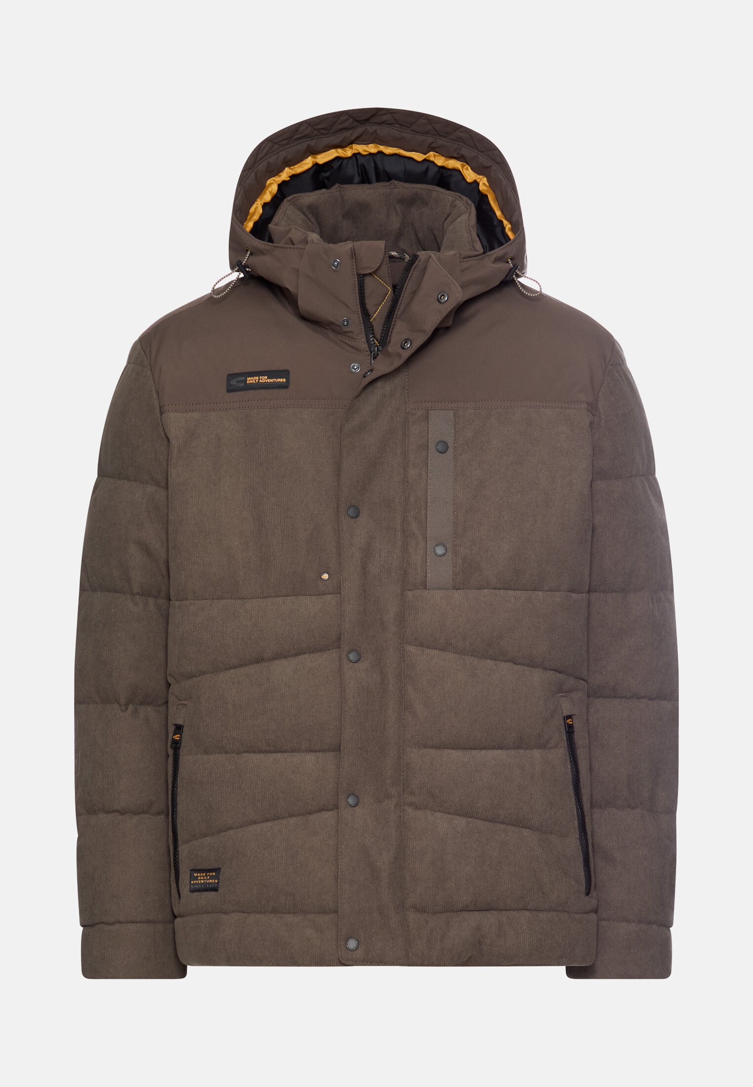 Herren Cordjacke mit abnehmbarer Kapuze Dunkelbraun frontal vorn