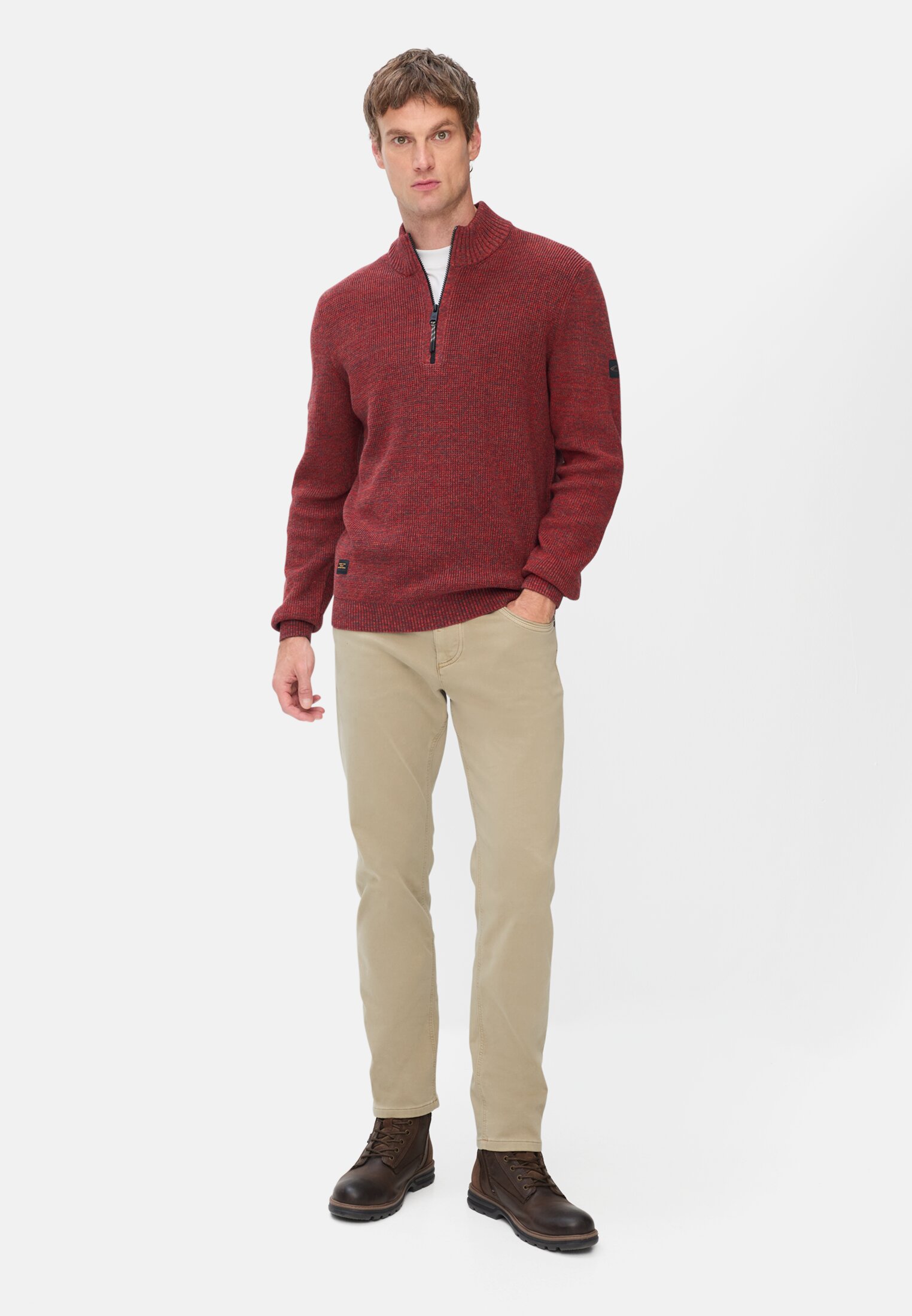 Men Knitted troyer in marled look Terrarot worn front full body