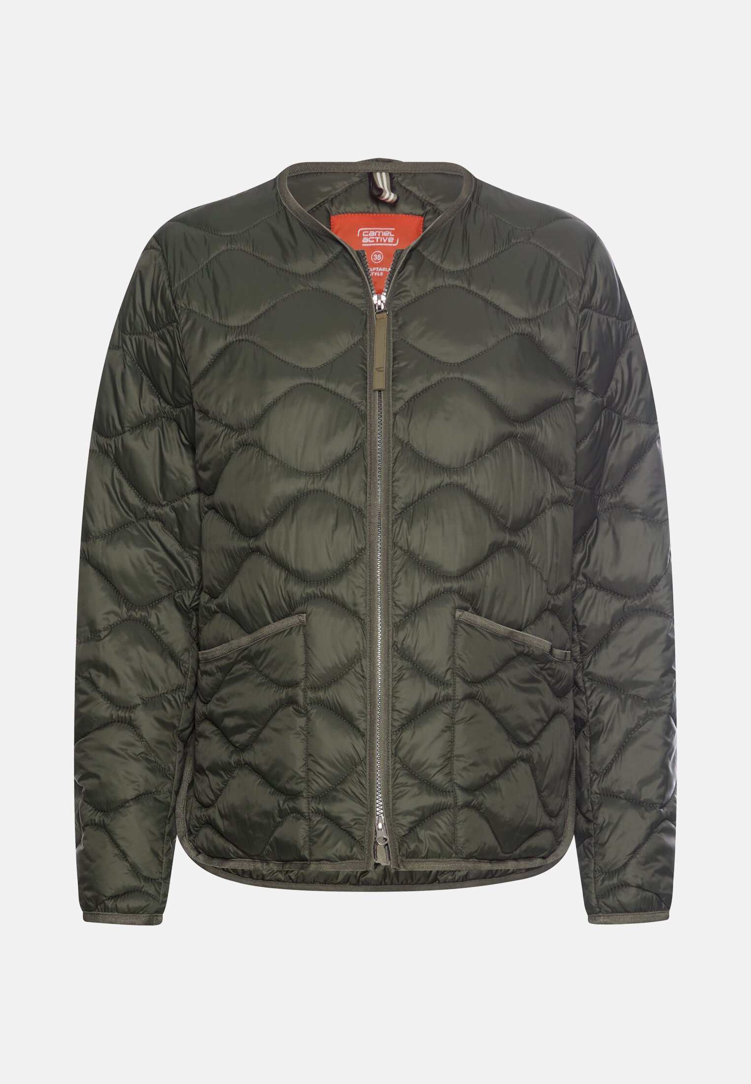 Women Quilted jacket with 2-way zipper Forest Green frontal front