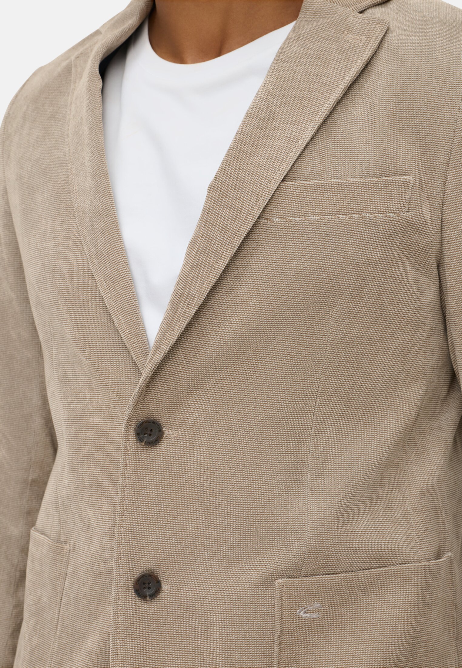 Men Jacket with inside pocket and stretch comfort Beige worn detail close