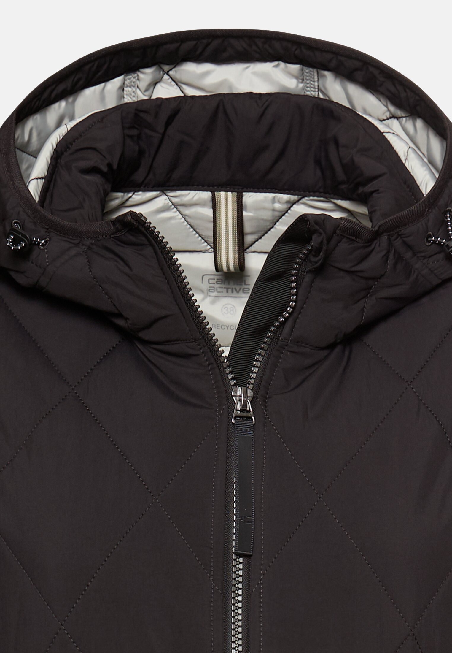 Damen Mantel mit Taschen Schwarz vorne nah